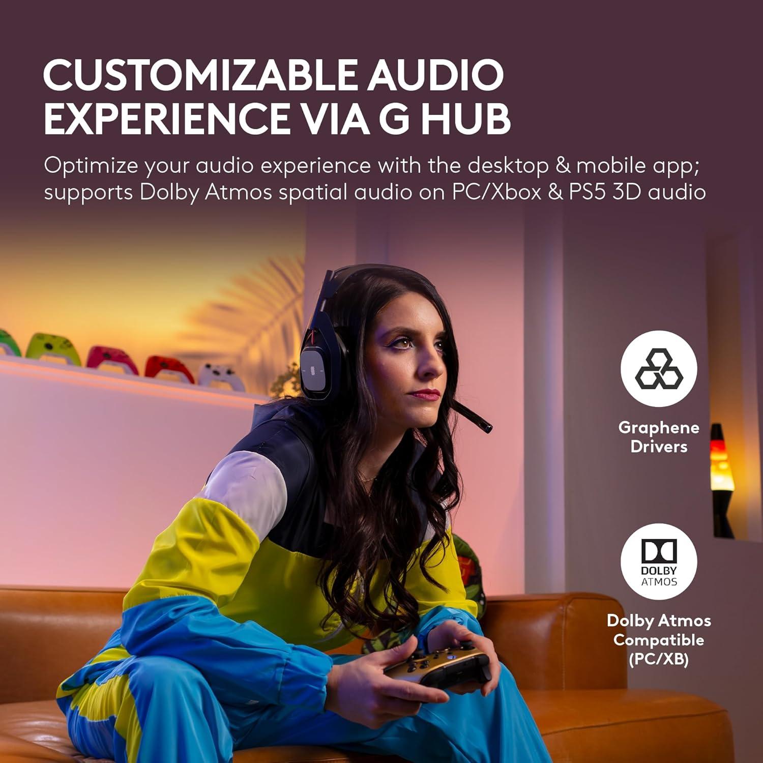 imageLogitech G Astro A50 X OmniPlatform Wireless Gaming Headset  Base Station for PS5 Xbox PC PLAYSYNC Video ampamp Audio Switcher HDMI 21 4K 120Hz VRR amplt24 bit48 kHz 24hr Battery 24GHz ampamp BT  WhiteWhite