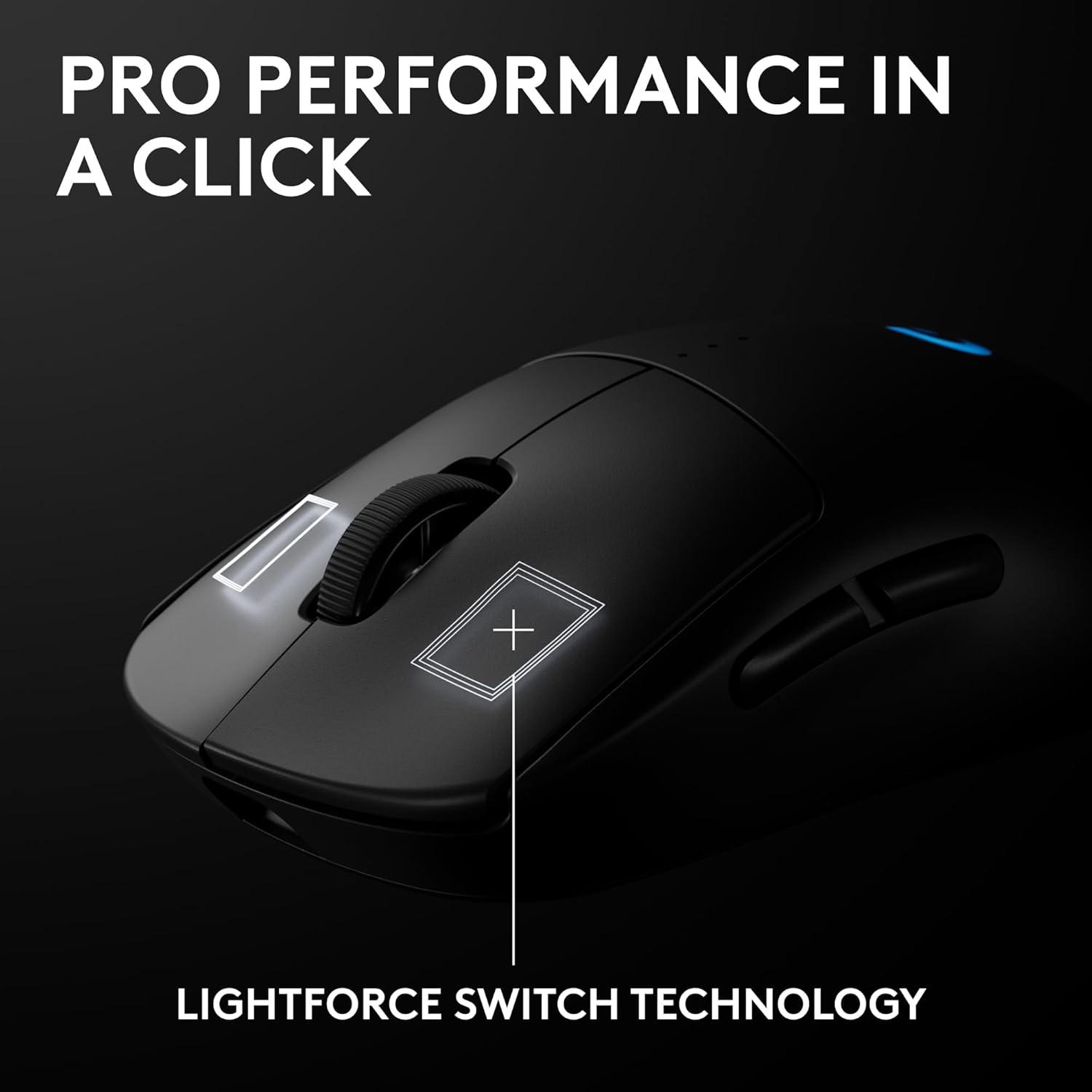 imageLogitech G PRO 2 Lightspeed Wireless Gaming Mouse Right or LeftHanded Mouse with up to 4 Customizable and Switchable Magnetic Side Buttons 44K DPI Sensor USBC Charging for PCMac  BlackBlack