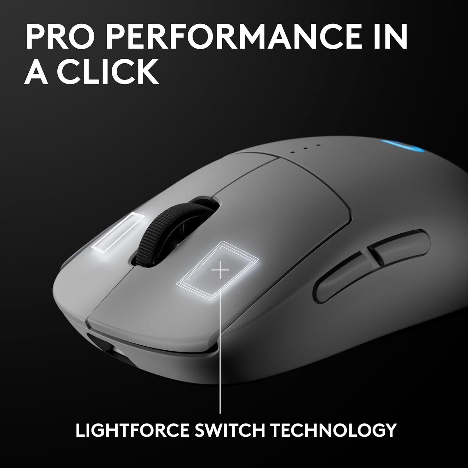 imageLogitech G PRO 2 Lightspeed Wireless Gaming Mouse Right or LeftHanded Mouse with up to 4 Customizable and Switchable Magnetic Side Buttons 44K DPI Sensor USBC Charging for PCMac  BlackWhite