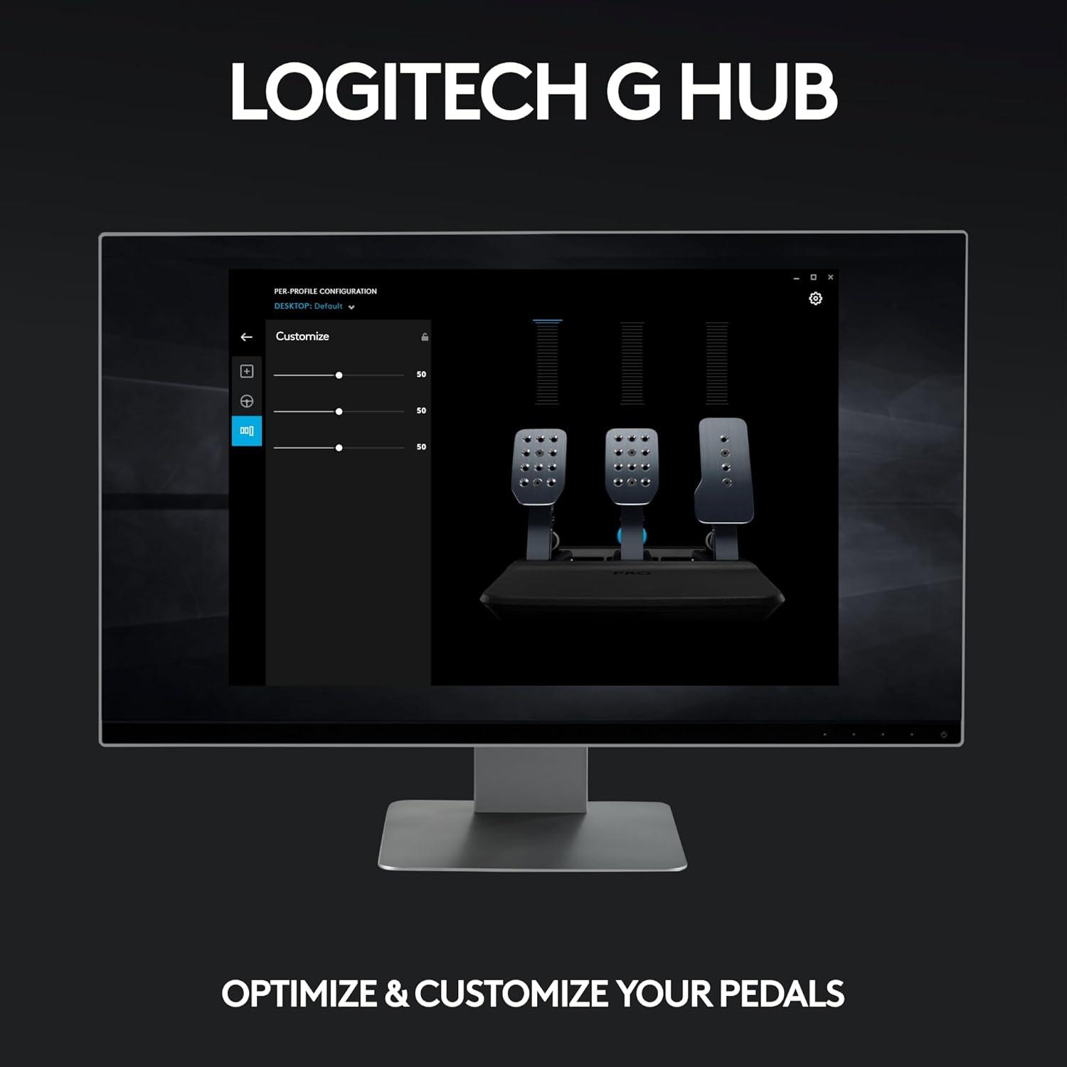 imageLogitech G PRO Racing Pedals  Racing Simulator Pedals with 100kg Load Cell Brake Fully Customizable Swappable Springs ampamp Elastomers Modular Design