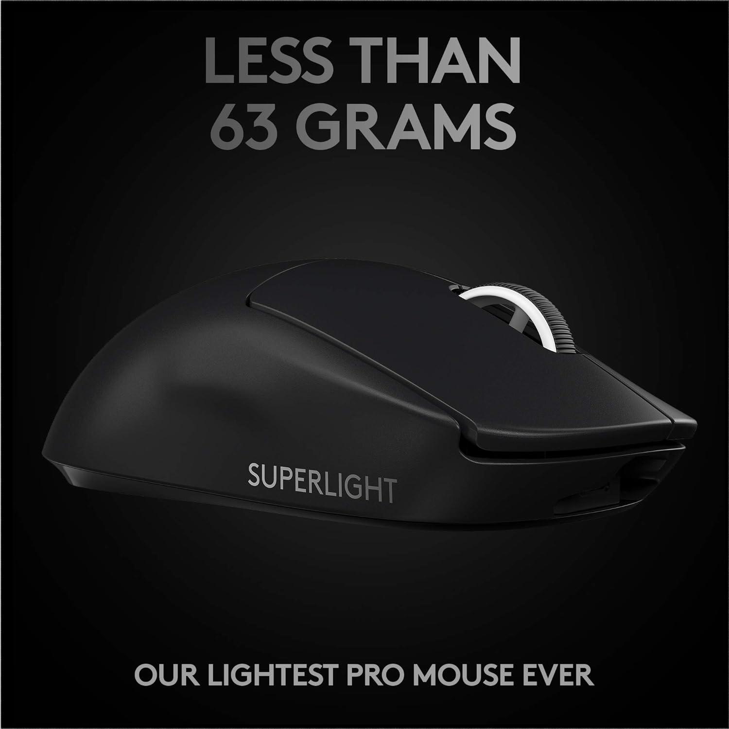 imageLogitech G PRO X SUPERLIGHT Wireless Gaming Mouse UltraLightweight HERO 25K Sensor 25600 DPI 5 Programmable Buttons Long Battery Life Compatible with PC  Mac  WhiteBlack