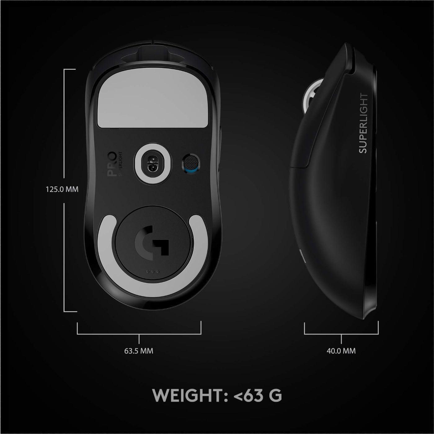 imageLogitech G PRO X SUPERLIGHT Wireless Gaming Mouse UltraLightweight HERO 25K Sensor 25600 DPI 5 Programmable Buttons Long Battery Life Compatible with PC  Mac  WhiteBlack