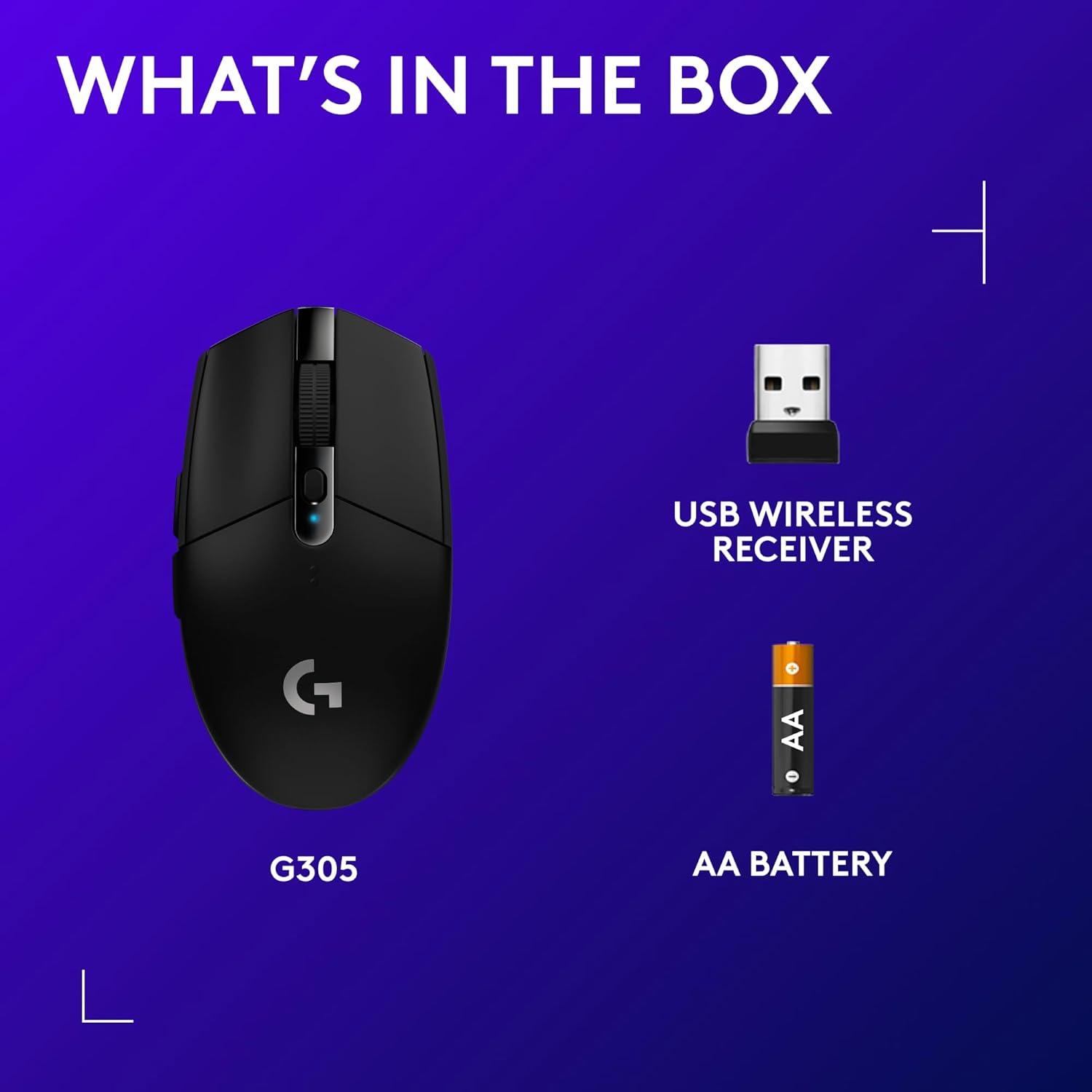 imageLogitech G305 LIGHTSPEED Wireless Gaming Mouse Hero 12K Sensor 12000 DPI Lightweight 6 Programmable Buttons 250h Battery Life OnBoard Memory PCMac  LilacBlack