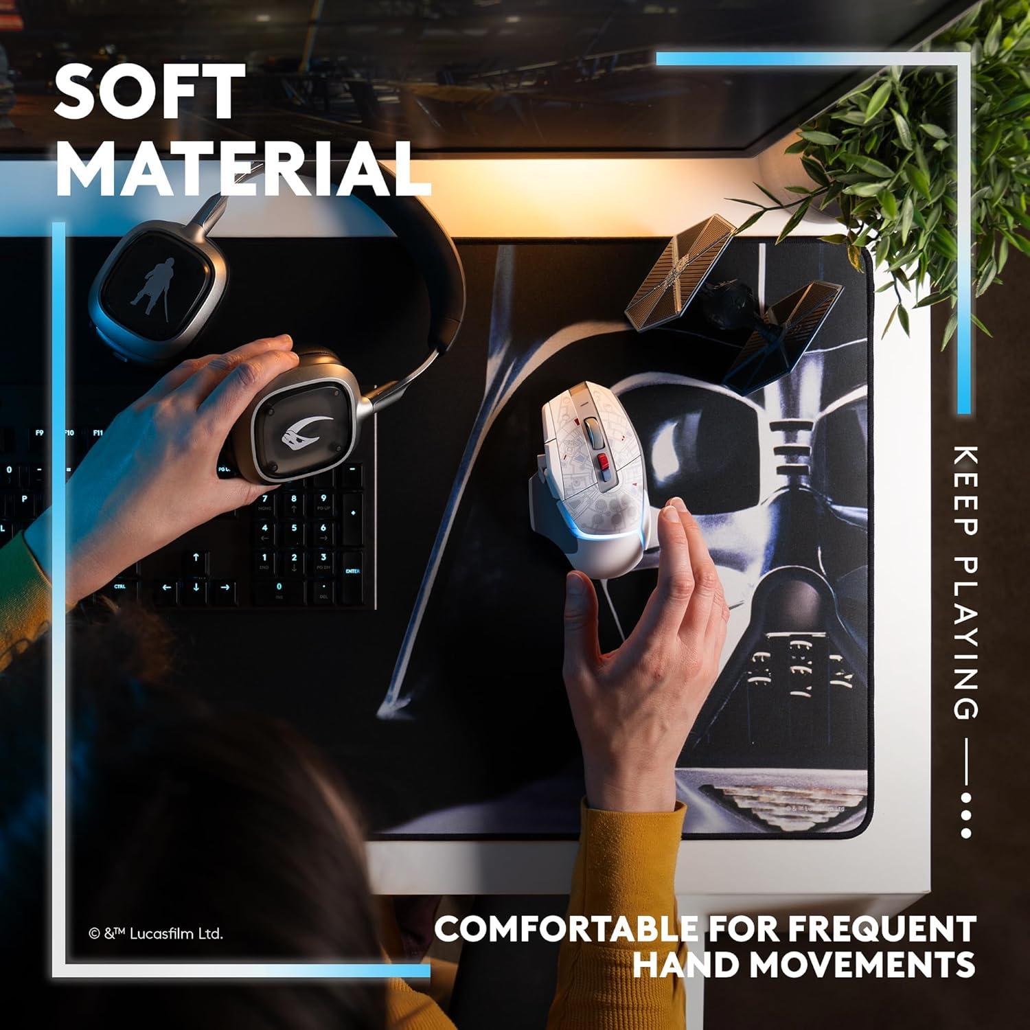 imageLogitech G640 SE Large Cloth Gaming Mouse Pad Optimized for Gaming Sensors Moderate Surface Friction NonSlip Mouse Mat  10th AnniversaryDarth Vader Edition