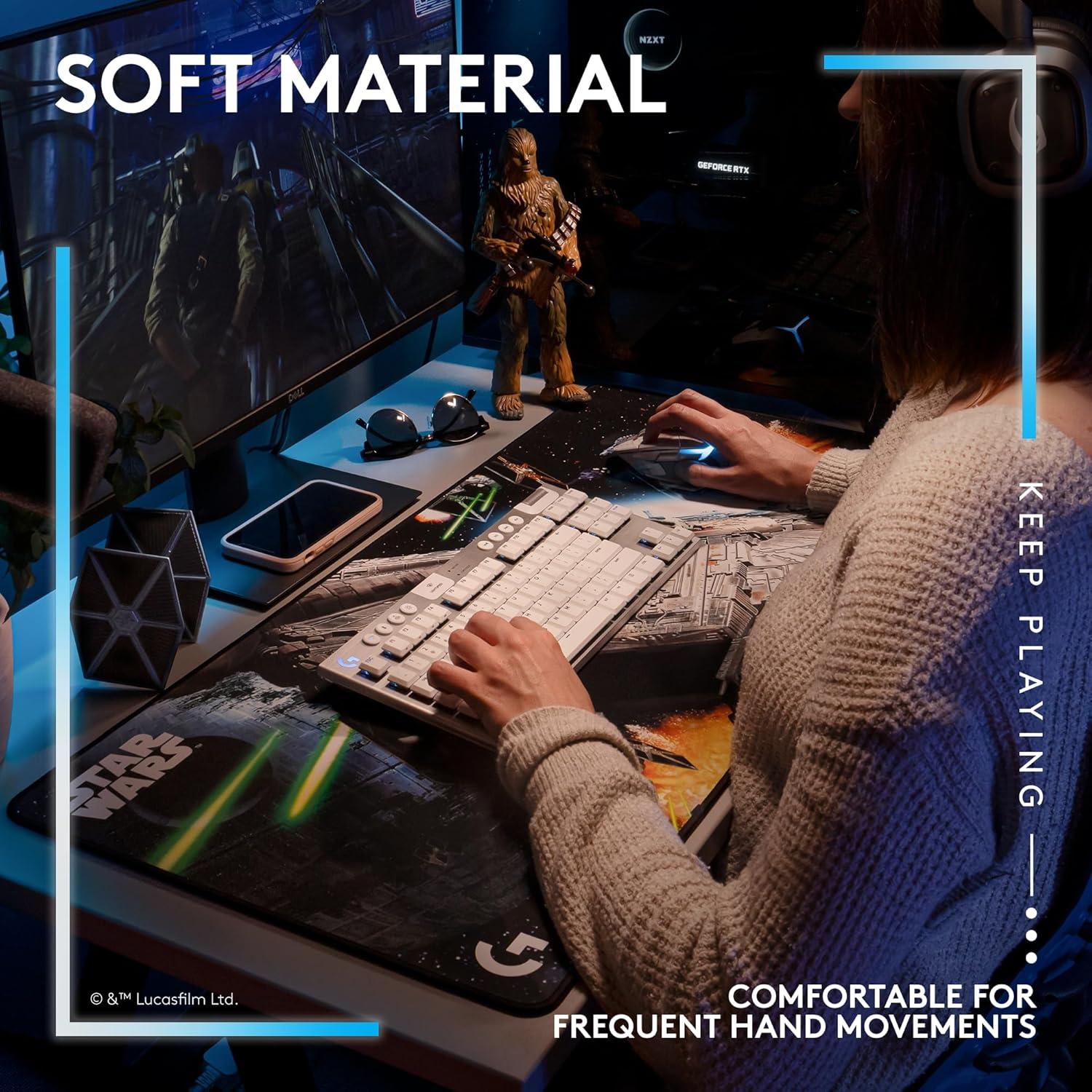 imageLogitech G640 SE Large Cloth Gaming Mouse Pad Optimized for Gaming Sensors Moderate Surface Friction NonSlip Mouse Mat  10th AnniversaryMilennium Falcon Edition