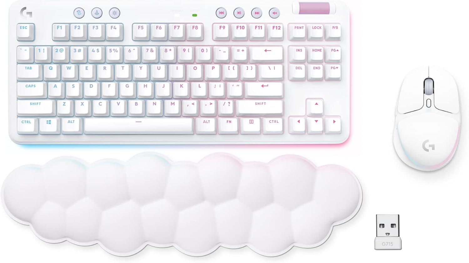 imageLogitech G713 Wired Mechanical Gaming Keyboard with LIGHTSYNC RGB Lighting Tactile Switches GX Brown and Keyboard Palm Rest PC and Mac Compatible  White MistWireless