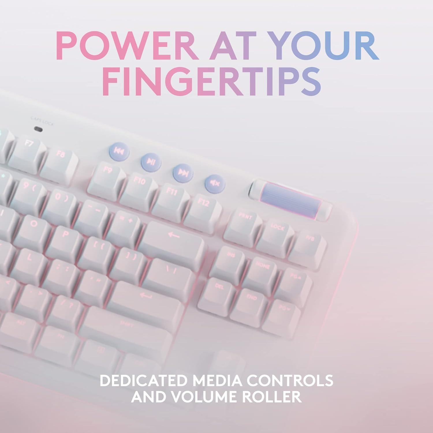 imageLogitech G713 Wired Mechanical Gaming Keyboard with LIGHTSYNC RGB Lighting Tactile Switches GX Brown and Keyboard Palm Rest PC and Mac Compatible  White MistWireless