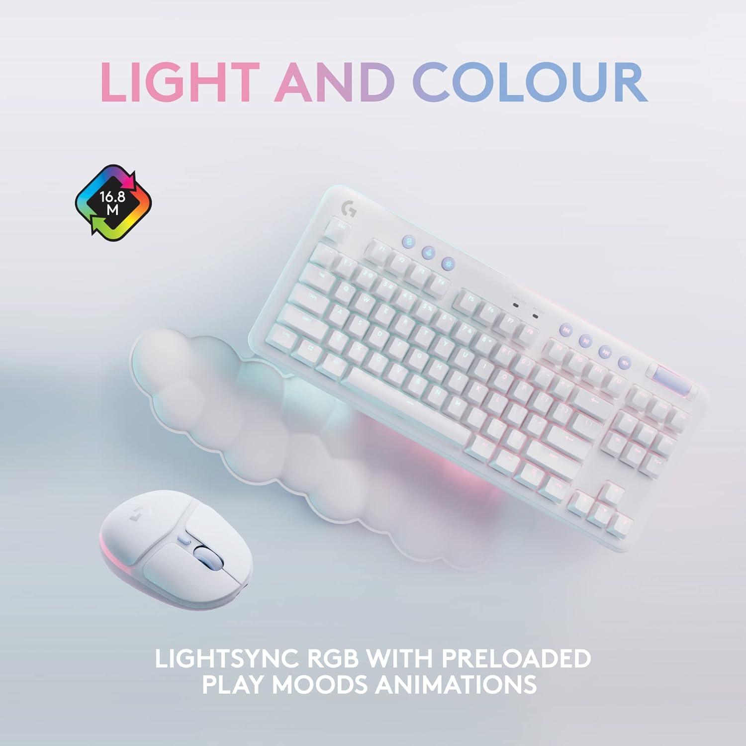 imageLogitech G713 Wired Mechanical Gaming Keyboard with LIGHTSYNC RGB Lighting Tactile Switches GX Brown and Keyboard Palm Rest PC and Mac Compatible  White MistWireless