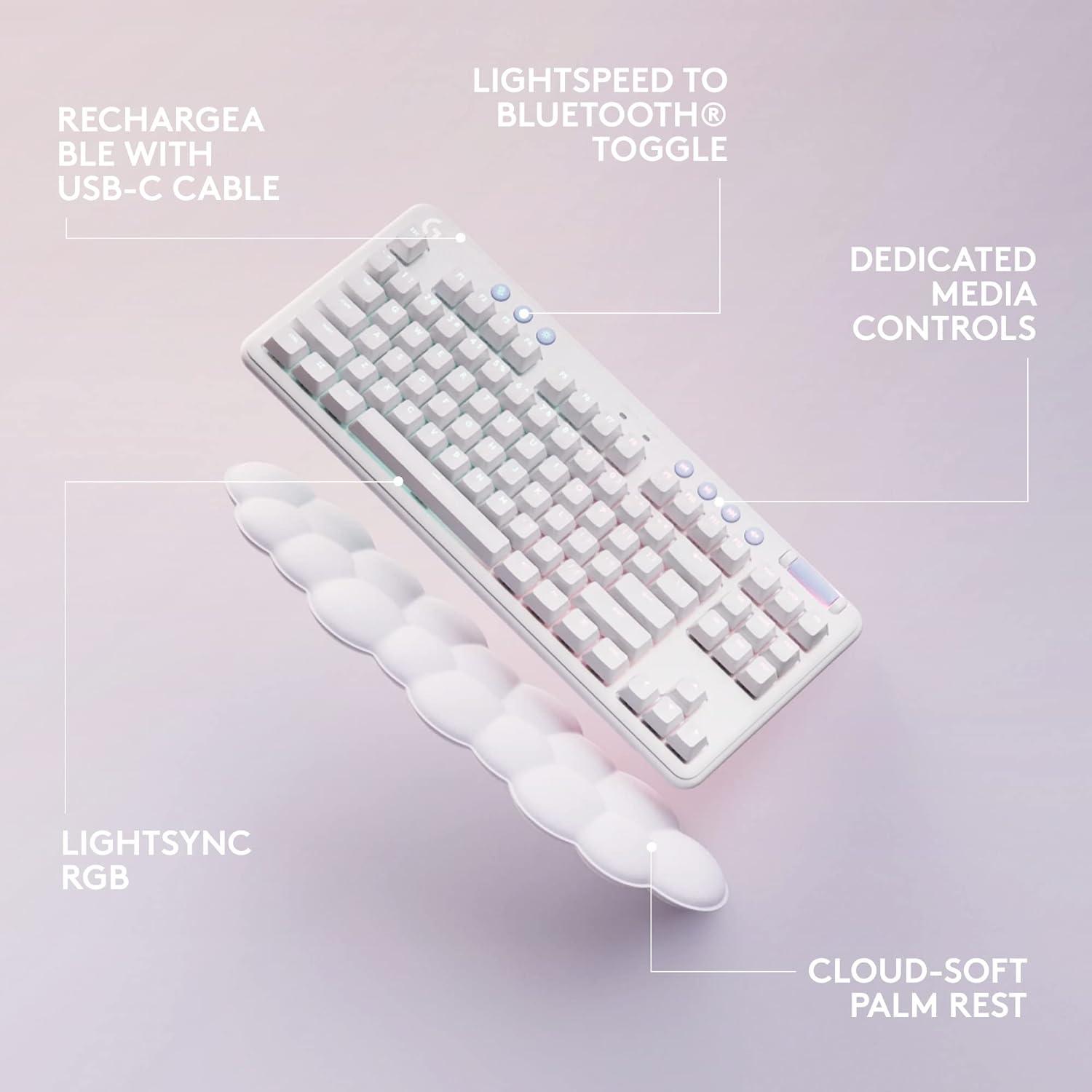 imageLogitech G713 Wired Mechanical Gaming Keyboard with LIGHTSYNC RGB Lighting Tactile Switches GX Brown and Keyboard Palm Rest PC and Mac Compatible  White MistWireless