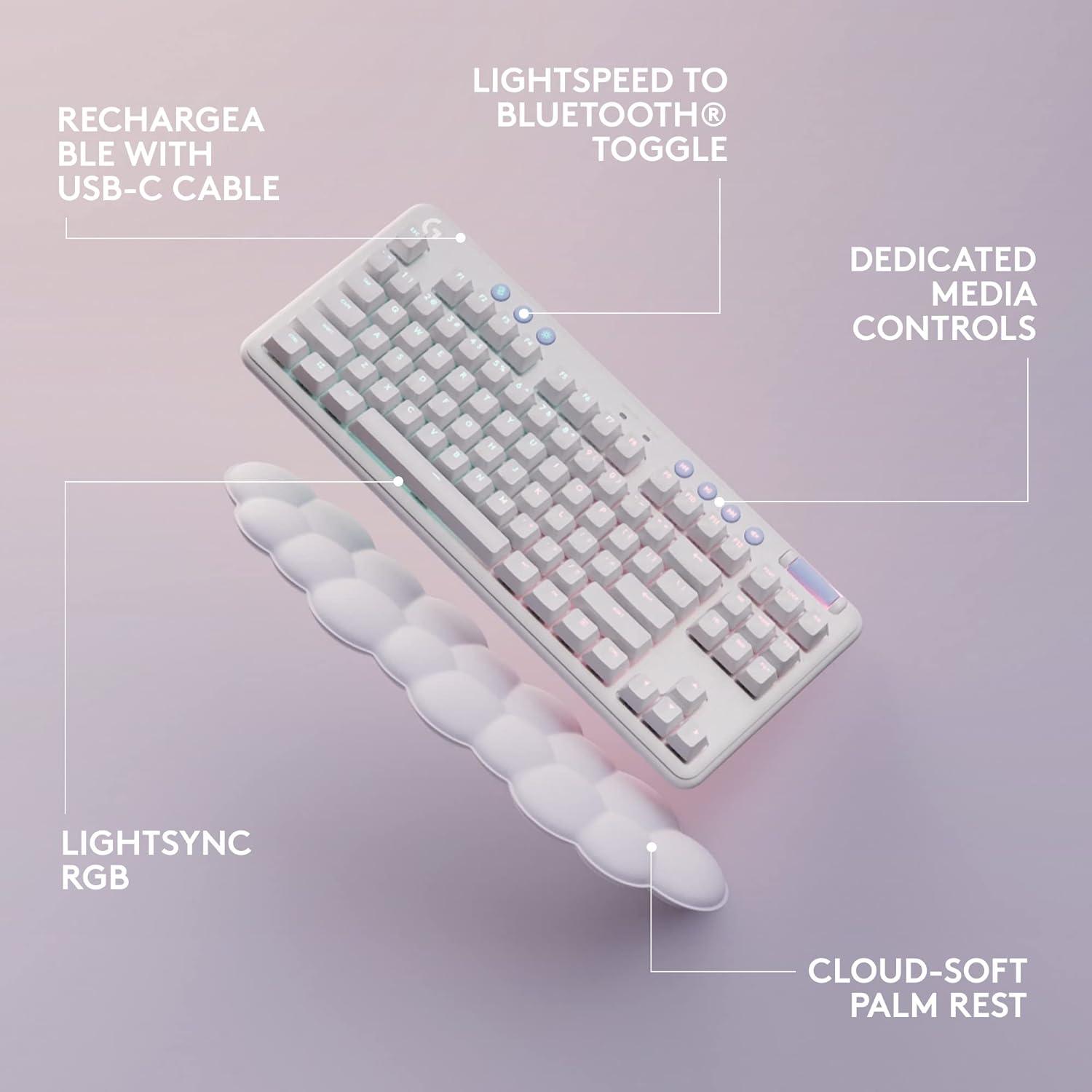 imageLogitech G713 Wired Mechanical Gaming Keyboard with LIGHTSYNC RGB Lighting Tactile Switches GX Brown and Keyboard Palm Rest PC and Mac Compatible  White MistWireless