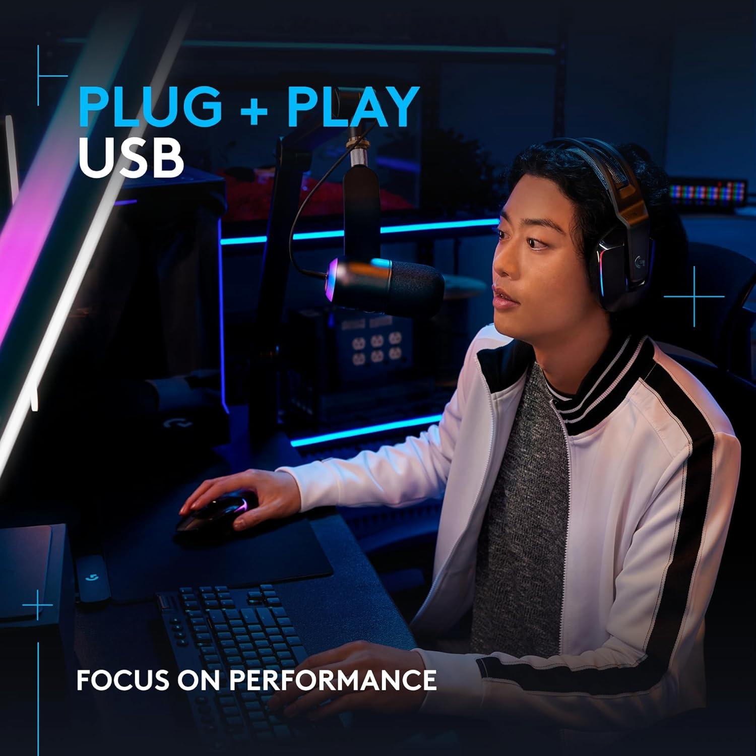 imageLogitech G733 LIGHTSPEED Wireless Gaming Headset with suspension headband LIGHTSYNC RGB Blue VOCE mic technology and PROG audio drivers  LilacBlack