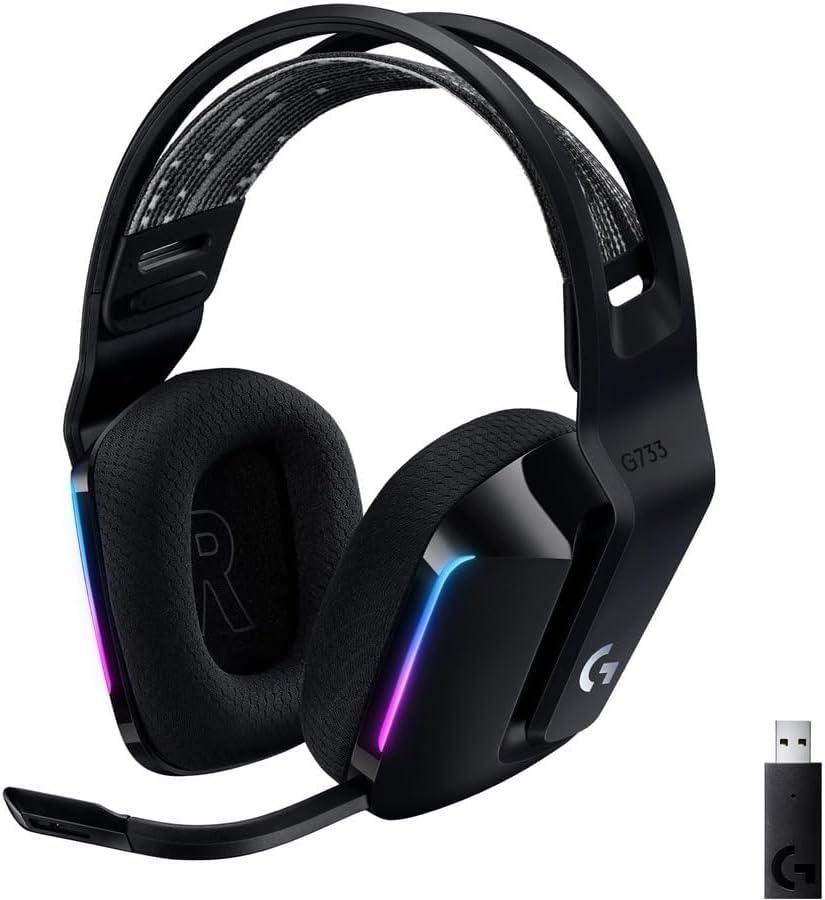 imageLogitech G733 LIGHTSPEED Wireless Gaming Headset with suspension headband LIGHTSYNC RGB Blue VOCE mic technology and PROG audio drivers  LilacBlack