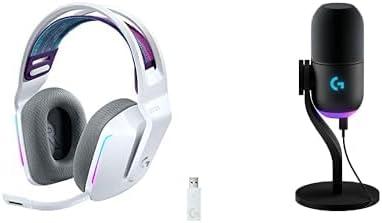 imageLogitech G733 LIGHTSPEED Wireless Gaming Headset with suspension headband LIGHTSYNC RGB Blue VOCE mic technology and PROG audio drivers  LilacWhite