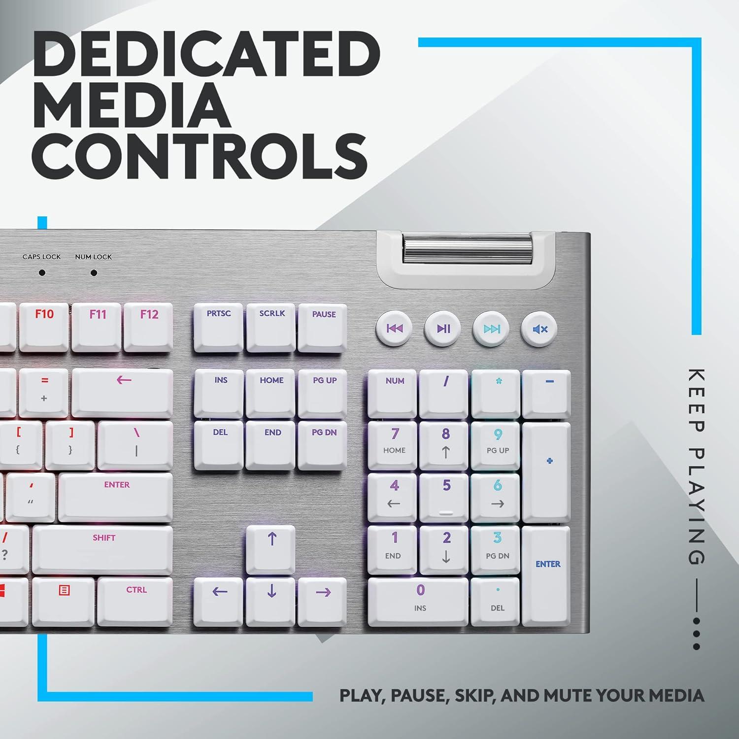 imageLogitech G915 TKL Tenkeyless Lightspeed Wireless RGB Mechanical Gaming Keyboard Low Profile Switch Options Lightsync RGB Advanced Wireless and Bluetooth Support  TactileWhite