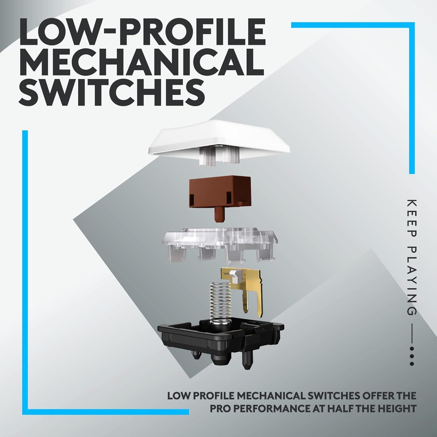 imageLogitech G915 TKL Tenkeyless Lightspeed Wireless RGB Mechanical Gaming Keyboard Low Profile Switch Options Lightsync RGB Advanced Wireless and Bluetooth Support  TactileWhite