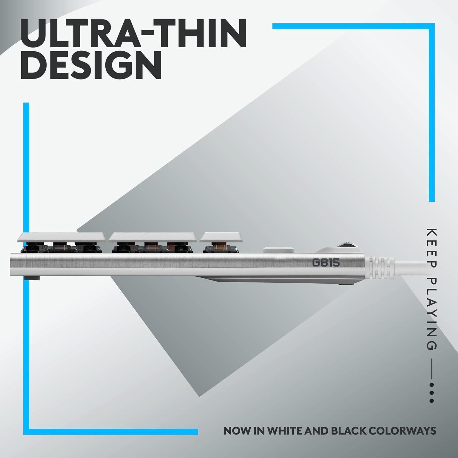 imageLogitech G915 TKL Tenkeyless Lightspeed Wireless RGB Mechanical Gaming Keyboard Low Profile Switch Options Lightsync RGB Advanced Wireless and Bluetooth Support  TactileWhite