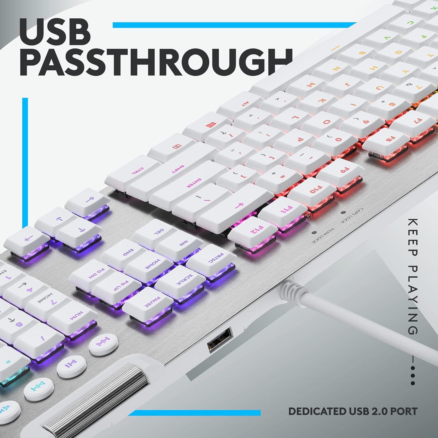 imageLogitech G915 TKL Tenkeyless Lightspeed Wireless RGB Mechanical Gaming Keyboard Low Profile Switch Options Lightsync RGB Advanced Wireless and Bluetooth Support  TactileWhite