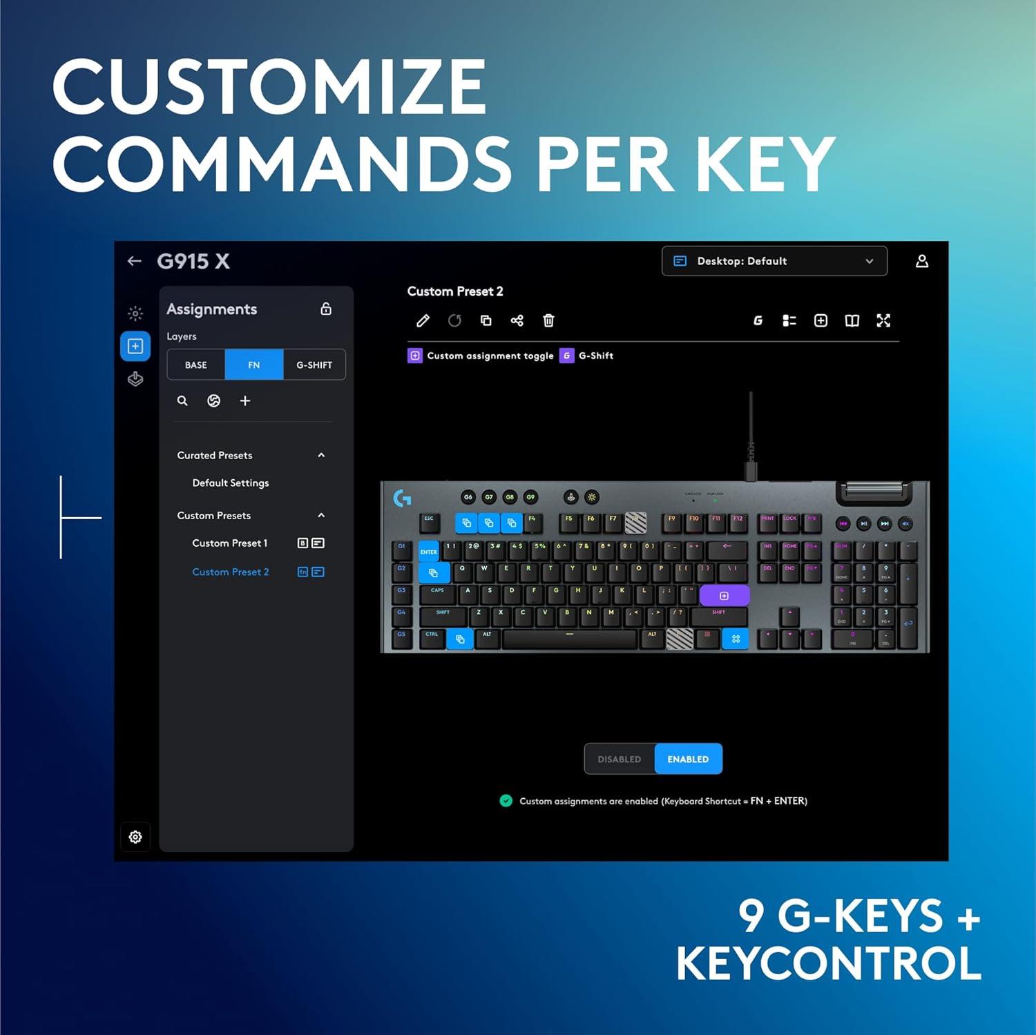 imageLogitech G915 X Lightspeed TKL Wireless Mechanical Gaming Keyboard DoubleShot PBT Keycaps Fully Programmable Keys RGB Backlit MacPC Gaming Keyboards Aluminum Finish GL Clicky Switches BlackBlack