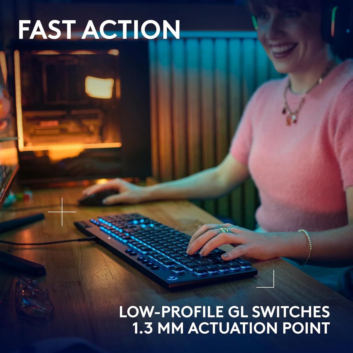 imageLogitech G915 X Lightspeed TKL Wireless Mechanical Gaming Keyboard DoubleShot PBT Keycaps Fully Programmable Keys RGB Backlit MacPC Gaming Keyboards Aluminum Finish GL Clicky Switches BlackBlack