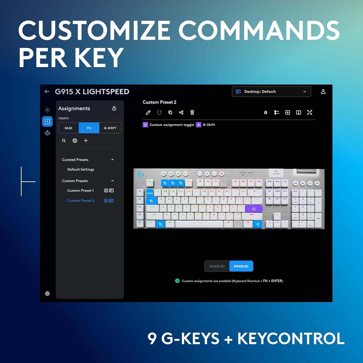 imageLogitech G915 X Lightspeed TKL Wireless Mechanical Gaming Keyboard DoubleShot PBT Keycaps Fully Programmable Keys RGB Backlit MacPC Gaming Keyboards Aluminum Finish GL Clicky Switches BlackWhite