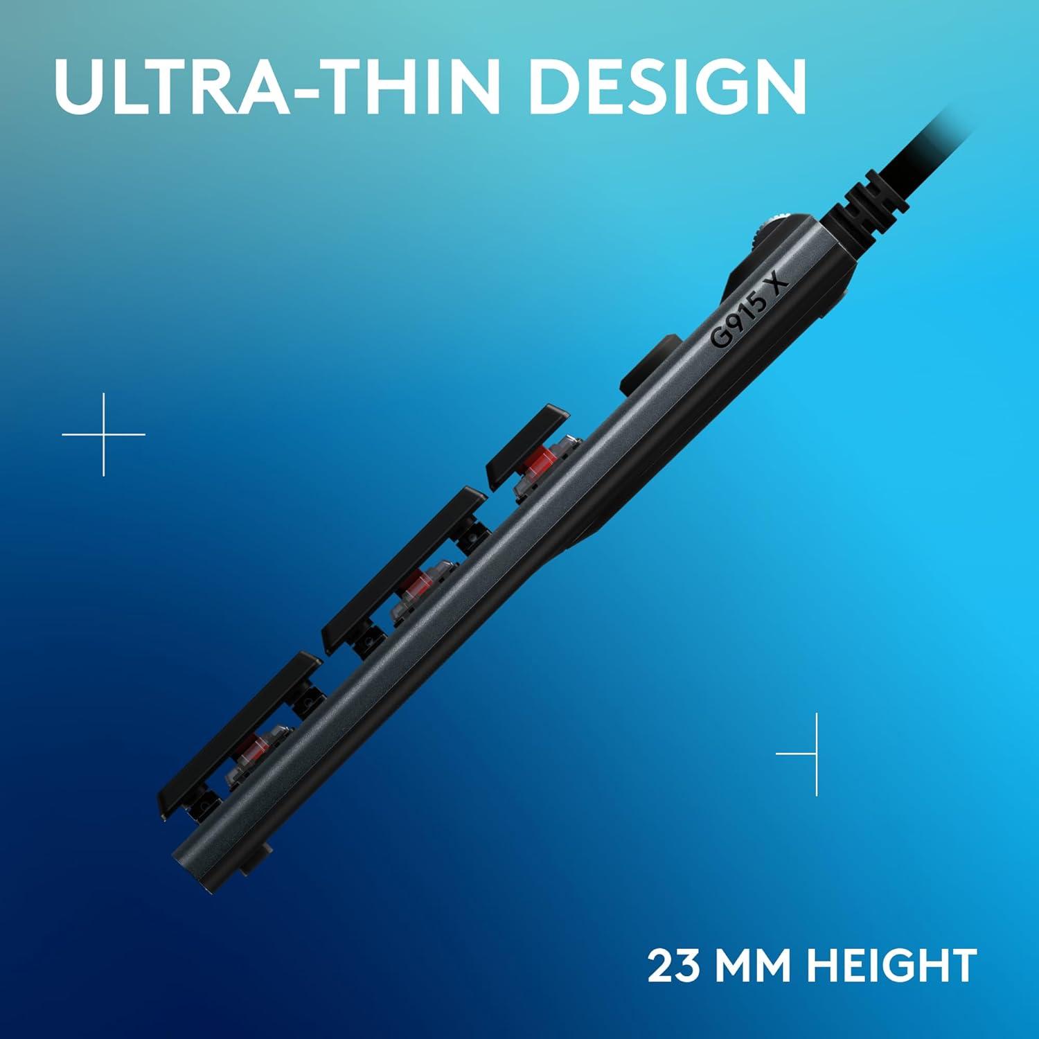 imageLogitech G915 X Lightspeed TKL Wireless Mechanical Gaming Keyboard DoubleShot PBT Keycaps Fully Programmable Keys RGB Backlit MacPC Gaming Keyboards Aluminum Finish GL Clicky Switches BlackBlack