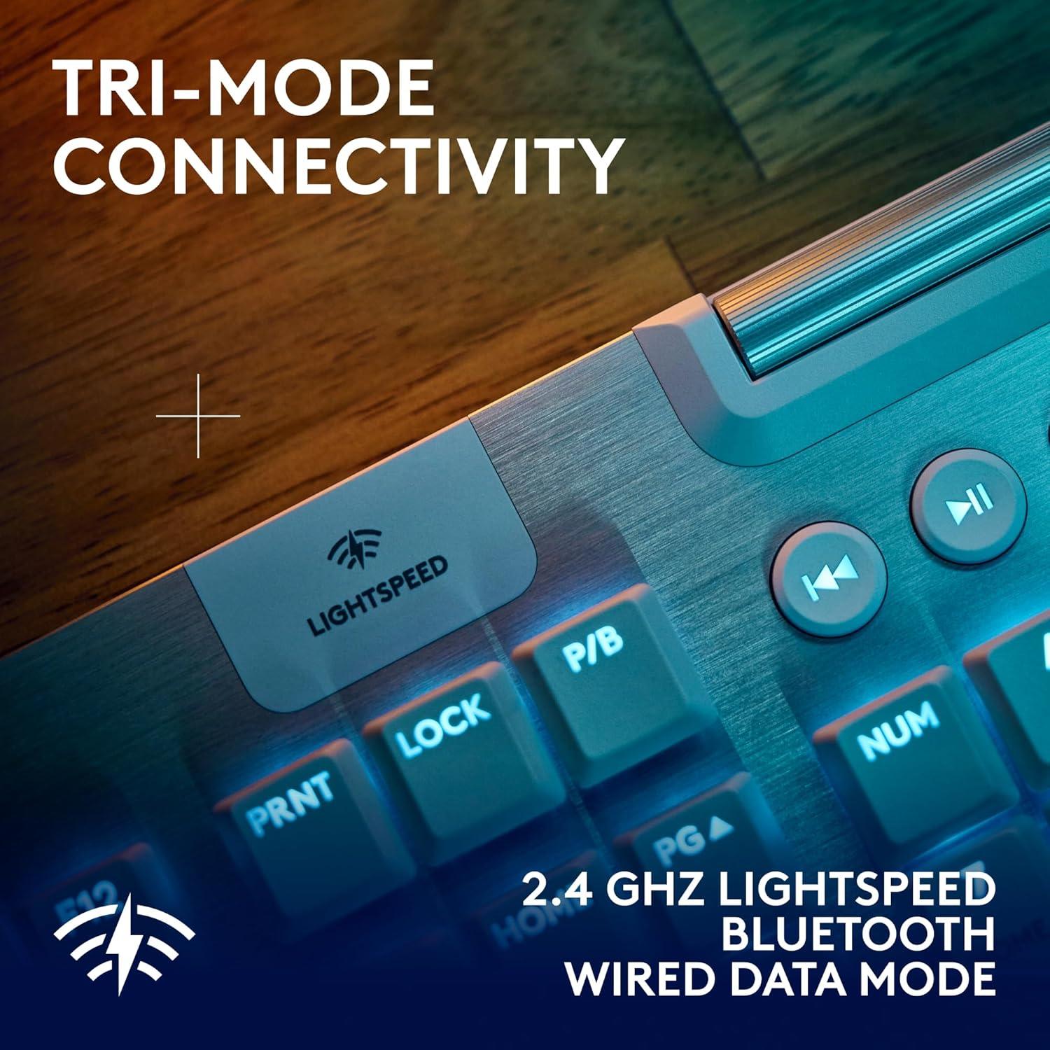 imageLogitech G915 X Lightspeed TKL Wireless Mechanical Gaming Keyboard DoubleShot PBT Keycaps Fully Programmable Keys RGB Backlit MacPC Gaming Keyboards Aluminum Finish GL Clicky Switches BlackWhite