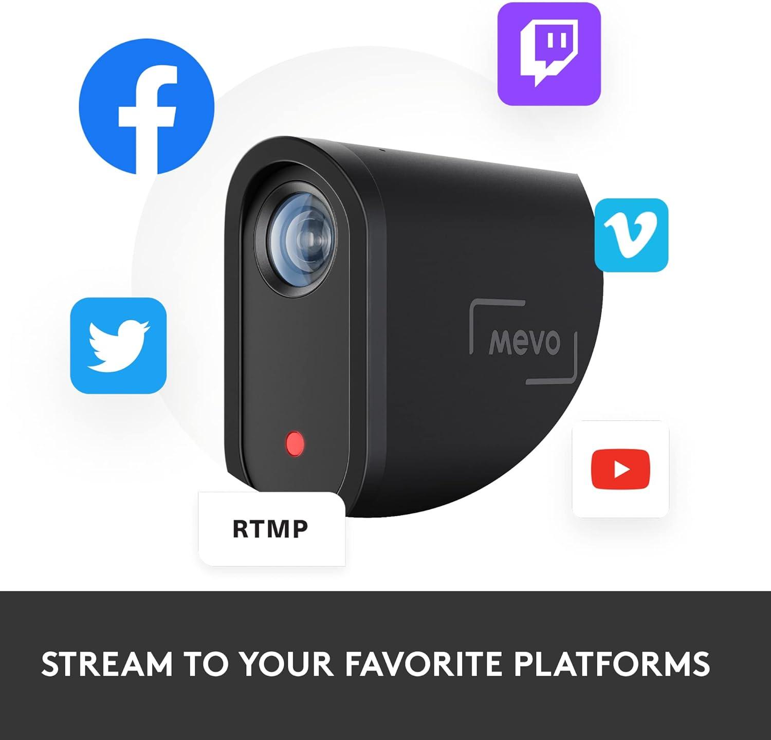 imageLogitech for Creators Mevo Start Wireless Live Streaming Camera 1080p HD Video Quality Intelligent App Control Stream via LTE or WiFi  Black3 Pack