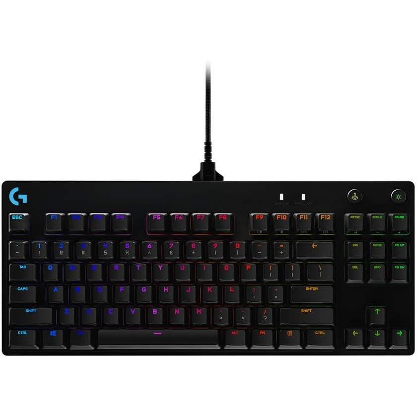 imageLogitech G PRO Mechanical Gaming Keyboard Ultra Portable Tenkeyless Design Detachable Micro USB Cable 168 Million Color LIGHTSYNC RGB Backlit Keys