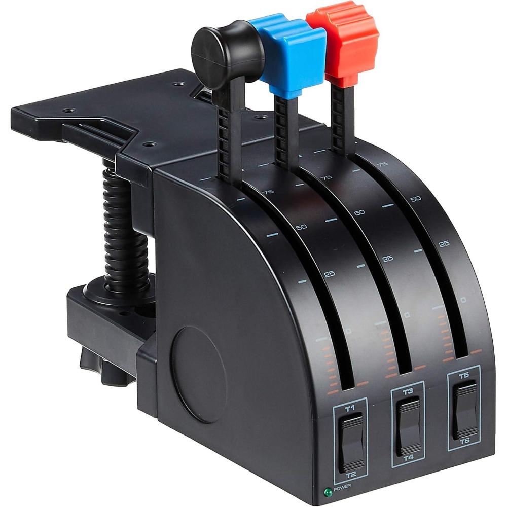 imageLogitech G Saitek PRO Flight Throttle Quadrant Professional Simulation Axis Levers LCD Display 3x TwoWay Rocker Switches Adjustable Bracket USB PC  BlackThrottle Quadrant