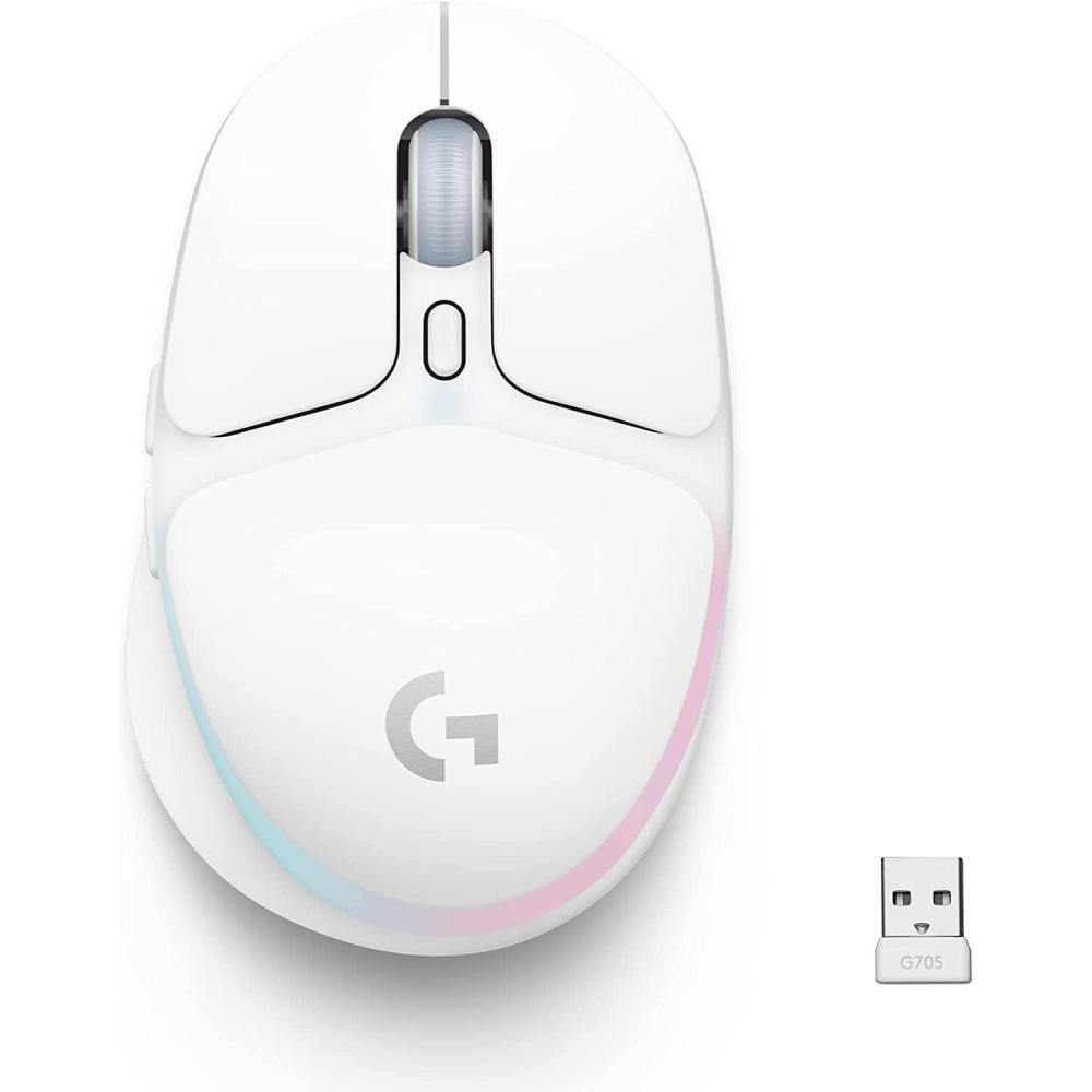 imageLogitech G705 Wireless Gaming Mouse Customizable LIGHTSYNC RGB Lighting Lightspeed Wireless Bluetooth Connectivity Lightweight PCMacLaptop  White MistG705 Mouse