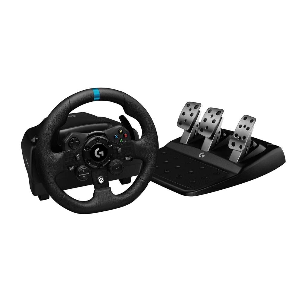 imageLogitech G923 Racing Wheel and Pedals TRUEFORCE up to 1000 Hz Force Feedback Gaming Steering Wheel PS5 PS4 PC Mac Genuine Leather BlackXboxPC