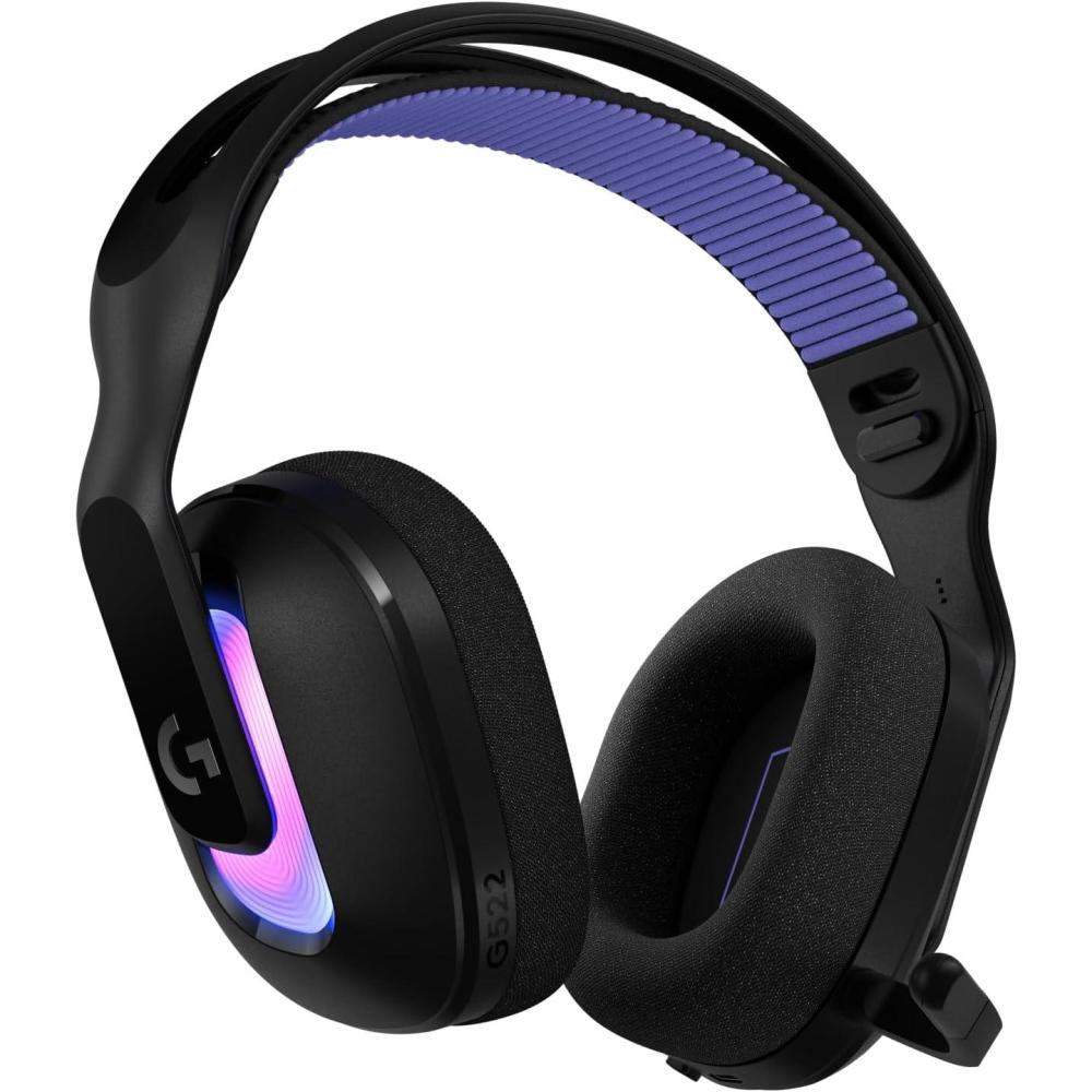 imageLogitech G522 Lightspeed Wireless Gaming Headset LIGHTSYNC RGB Full Bandwidth Mic ampamp Advanced Synchronized Audio TriConnectivity with Lightspeed Bluetooth USBA to USBC for PC  Black