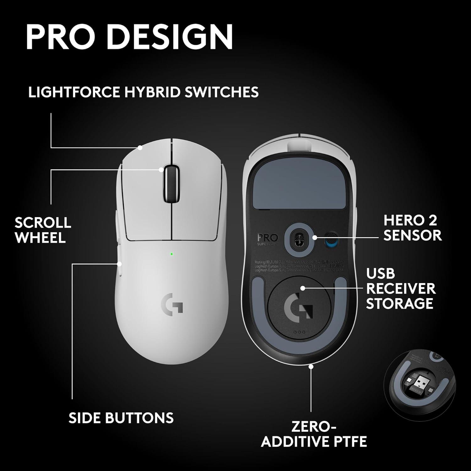 image:imageLogitech G PRO X Superlight 2 SE Wireless Gaming Mouse 60 g proGrade Mouse with 5 programmable Buttons 44K DPI Sensor 888 IPS 1 kHz Report Rate USBC Charging for PCMac WhiteWhite