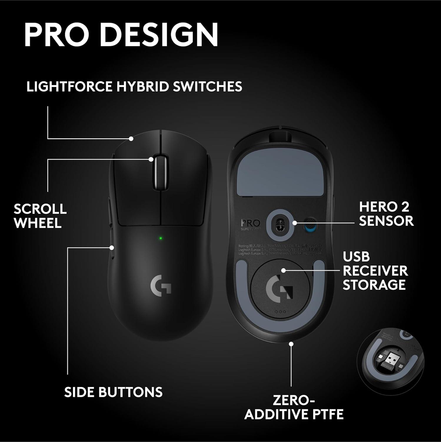 image:imageLogitech G PRO X Superlight 2 SE Wireless Gaming Mouse 60 g proGrade Mouse with 5 programmable Buttons 44K DPI Sensor 888 IPS 1 kHz Report Rate USBC Charging for PCMac WhiteBlack