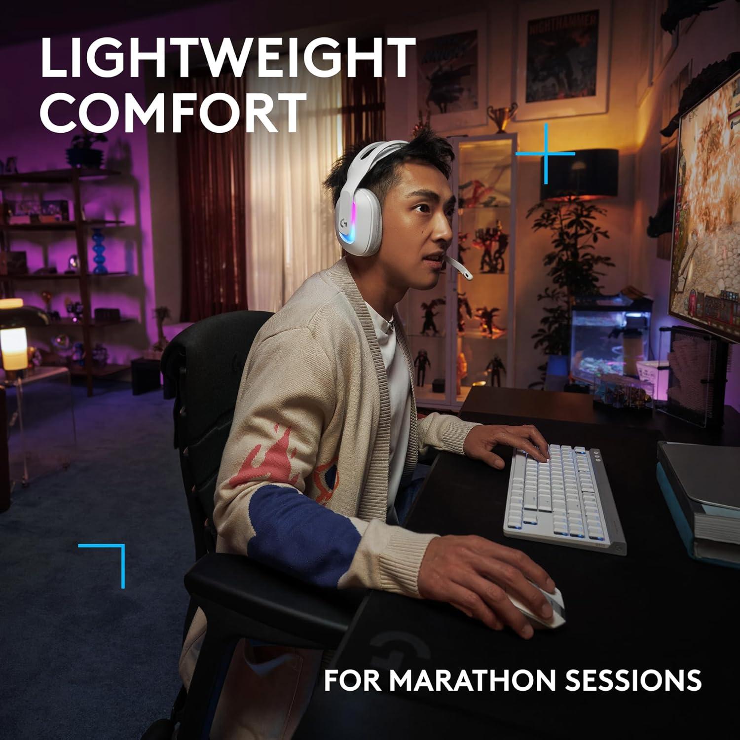 image:imageLogitech G522 Lightspeed Wireless Gaming Headset LIGHTSYNC RGB Full Bandwidth Mic amp Advanced Synchronized Audio TriConnectivity with Lightspeed Bluetooth USBA to USBC for PC WhiteWhite