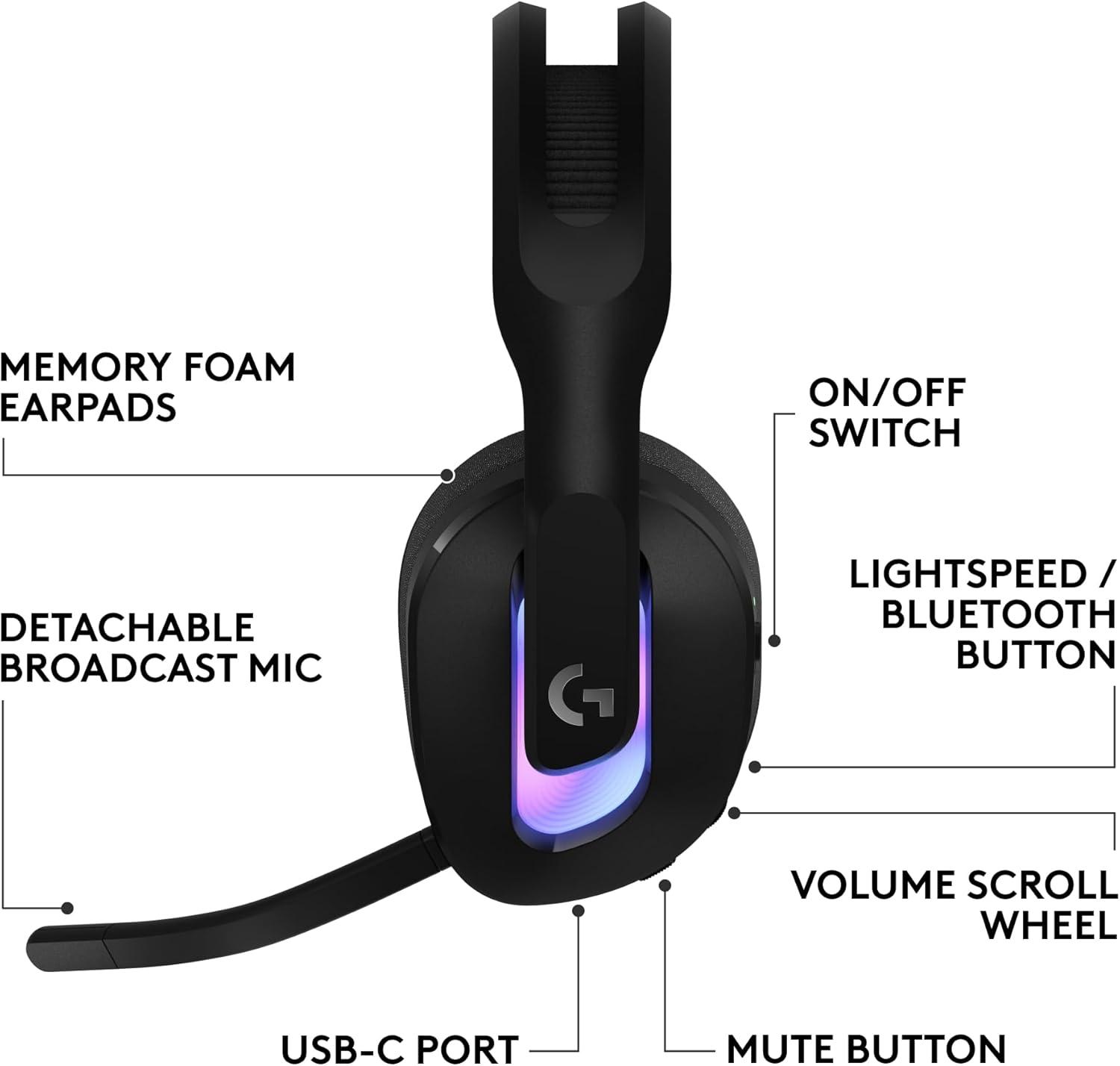 image:imageLogitech G522 Lightspeed Wireless Gaming Headset LIGHTSYNC RGB Full Bandwidth Mic amp Advanced Synchronized Audio TriConnectivity with Lightspeed Bluetooth USBA to USBC for PC WhiteBlack