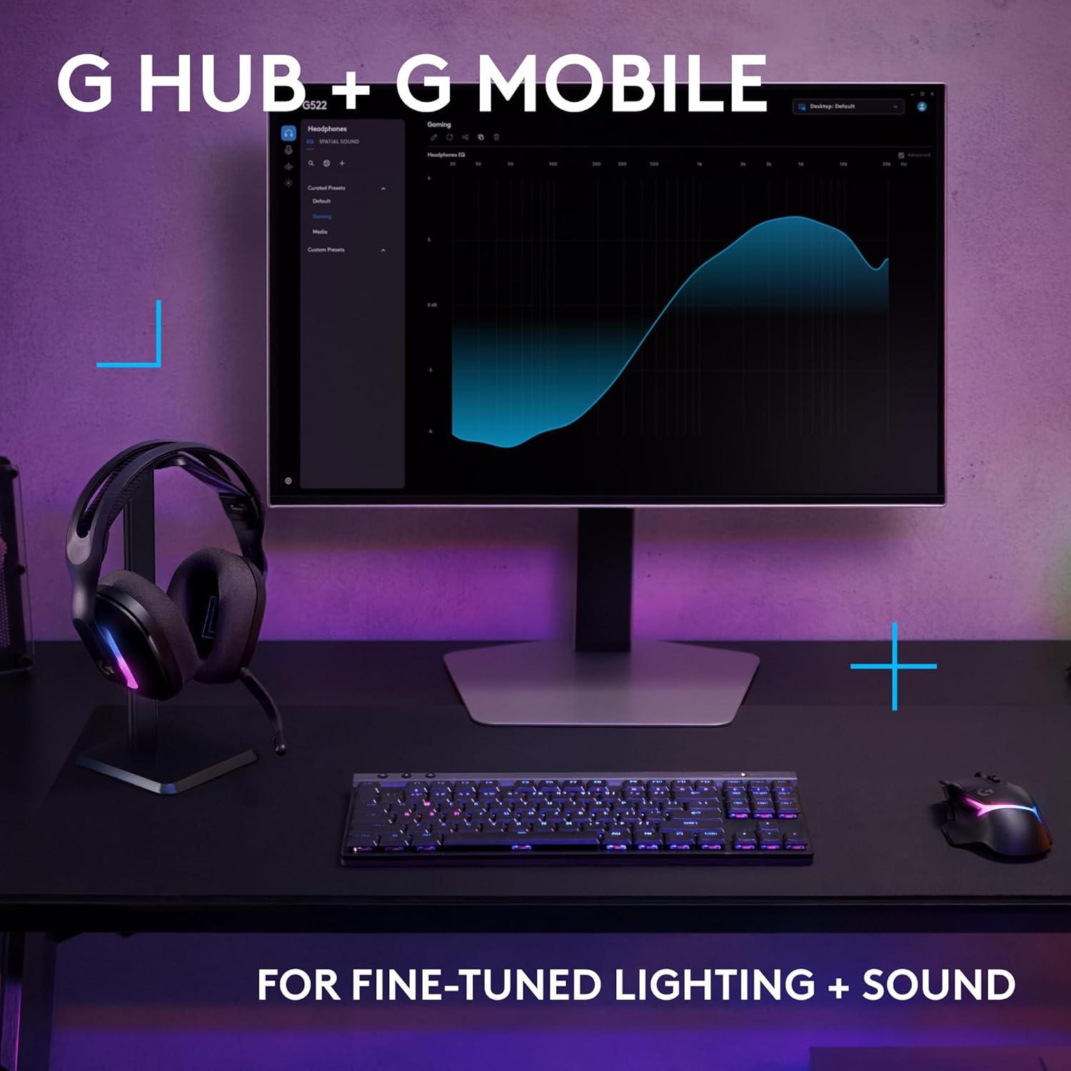 image:imageLogitech G522 Lightspeed Wireless Gaming Headset LIGHTSYNC RGB Full Bandwidth Mic amp Advanced Synchronized Audio TriConnectivity with Lightspeed Bluetooth USBA to USBC for PC WhiteBlack