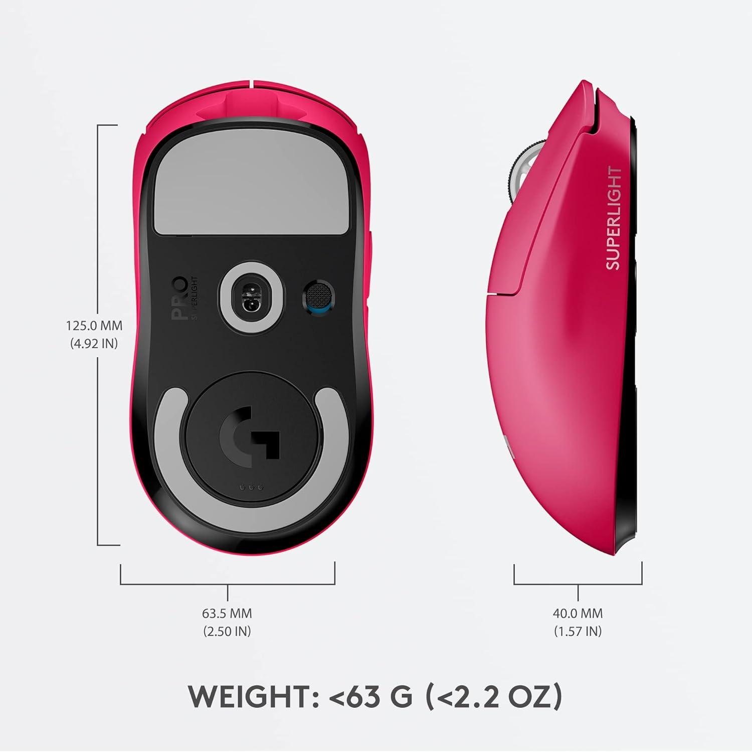 image:imageLogitech G PRO X Superlight Wireless Gaming Mouse UltraLightweight Hero 25K Sensor 25600 DPI 5 Programmable Buttons Long Battery Life Compatible with PCMac Magenta