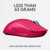 Logitech G PRO X Superlight Wireless Gaming Mouse, Ultra-Lightweight, Hero 25K Sensor, 25,600 DPI, 5 Programmable Buttons, Long Battery Life, Compatible with PC/Mac – Magenta