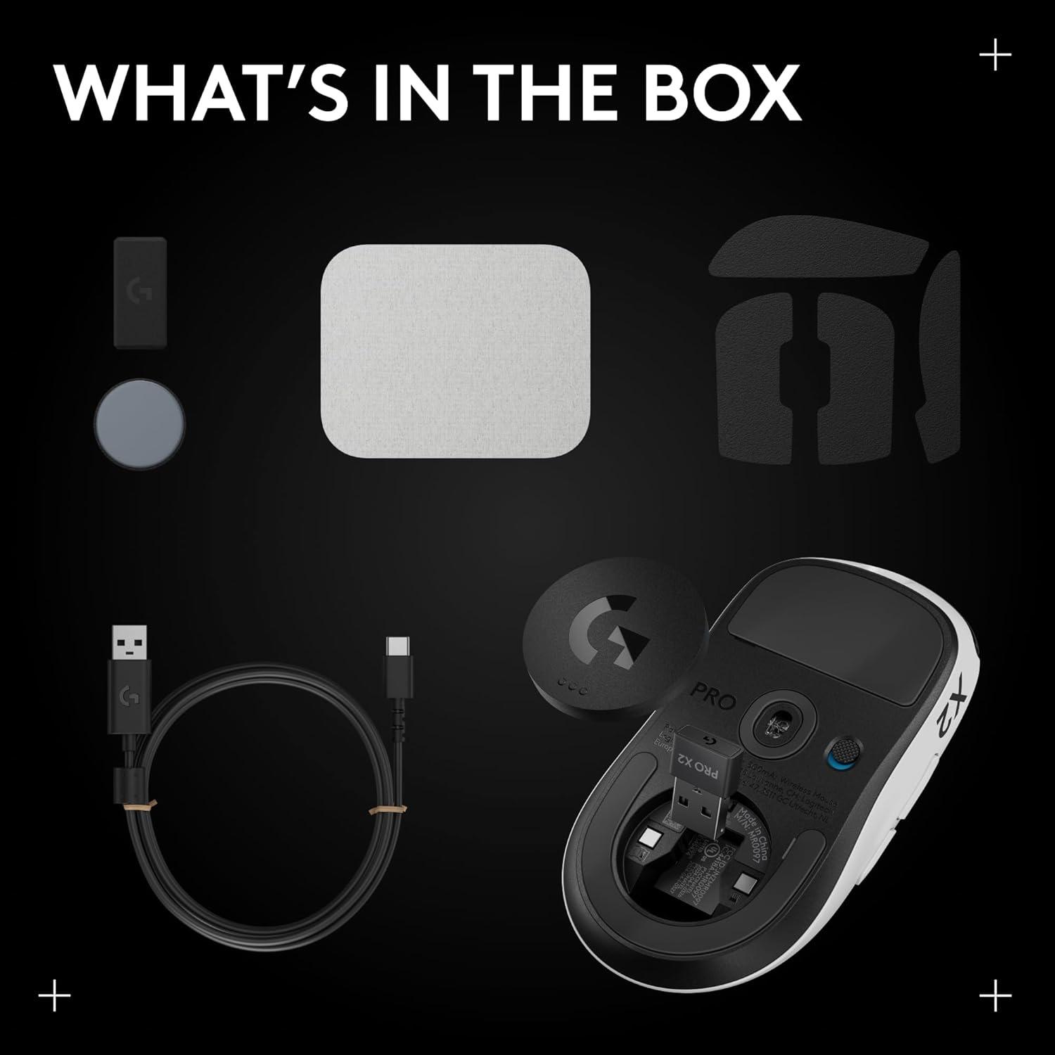 image:imageLogitech PRO X2 SUPERSTRIKE Lightspeed Wireless Gaming Mouse UltraFast Performance Ultra Lightweight 61 g Customizable Click Haptics USBC Charging for PCMacLaptop White