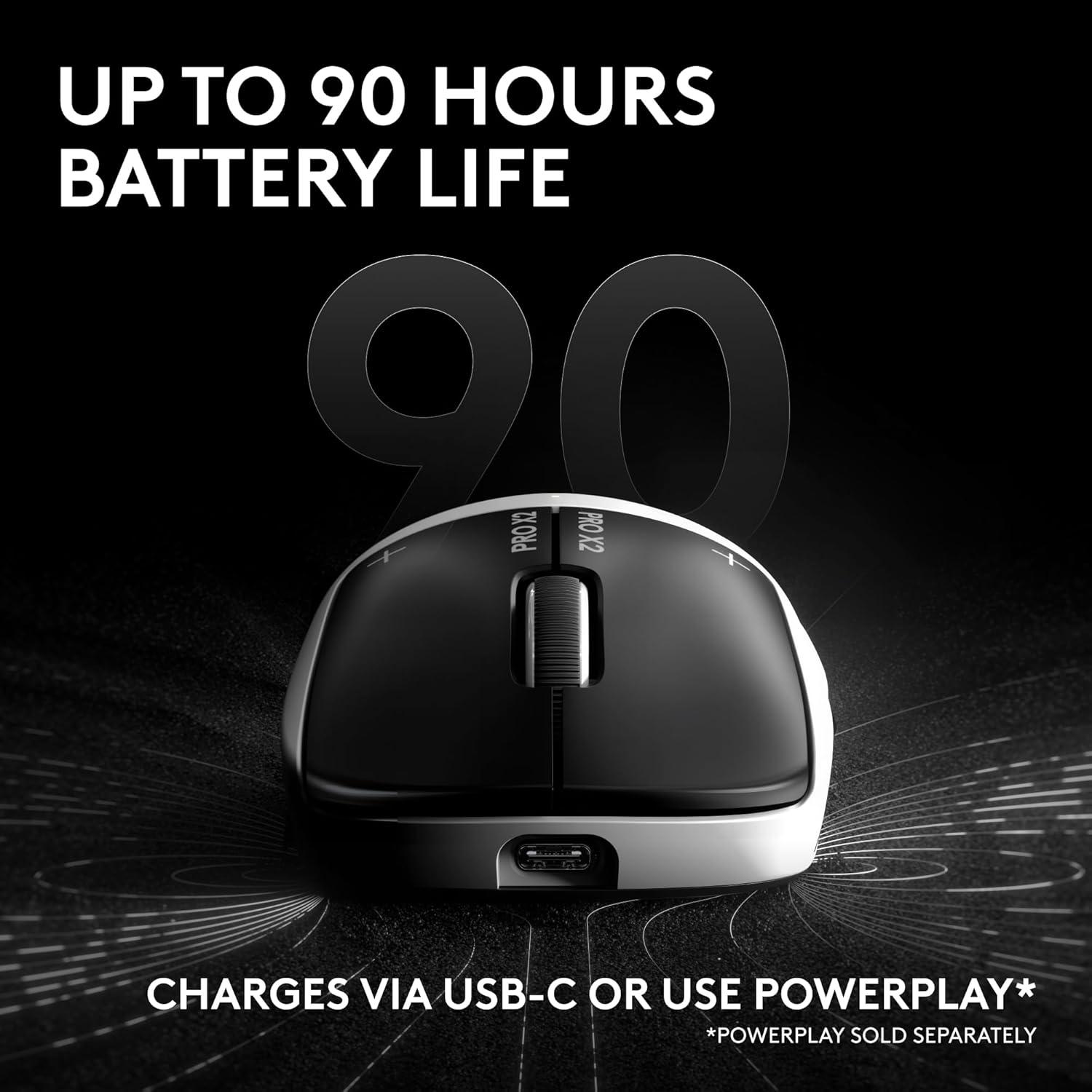 image:imageLogitech PRO X2 SUPERSTRIKE Lightspeed Wireless Gaming Mouse UltraFast Performance Ultra Lightweight 61 g Customizable Click Haptics USBC Charging for PCMacLaptop White