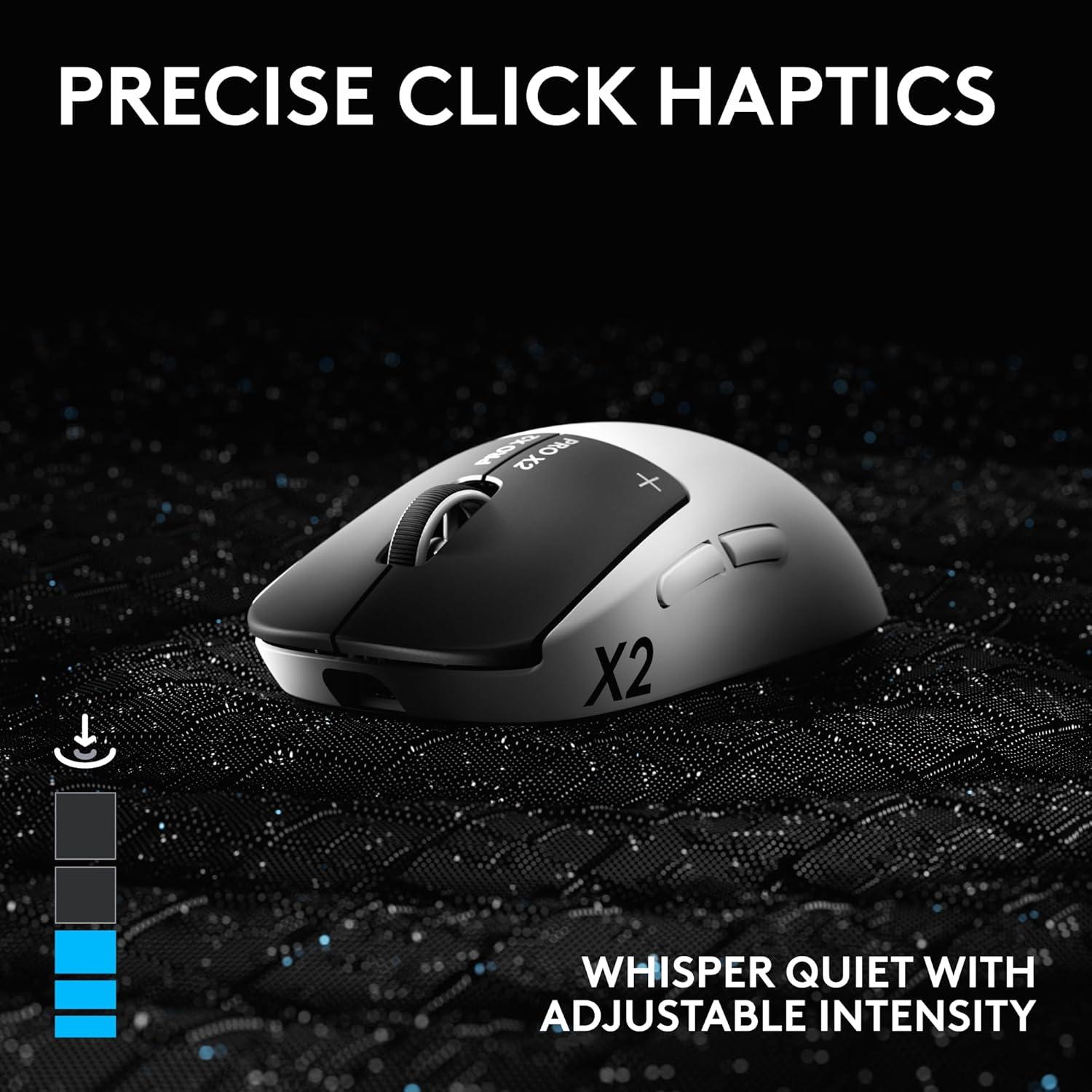 image:imageLogitech PRO X2 SUPERSTRIKE Lightspeed Wireless Gaming Mouse UltraFast Performance Ultra Lightweight 61 g Customizable Click Haptics USBC Charging for PCMacLaptop White