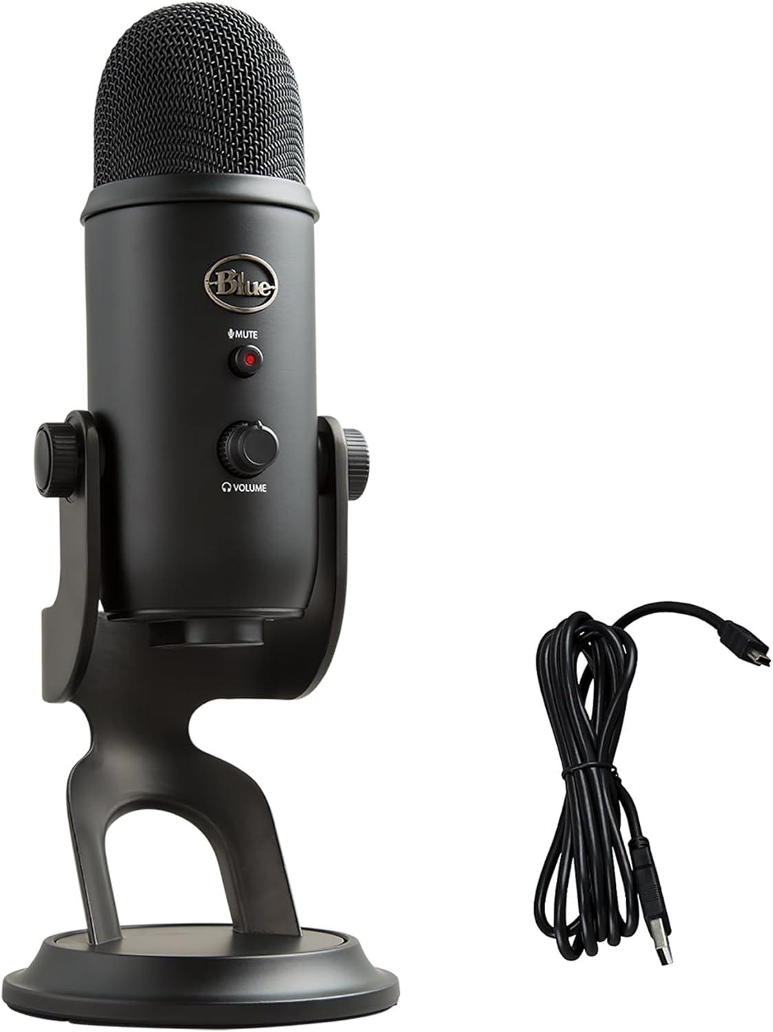 image:imageLogitech Creators Blue Yeti USB Microphone for Gaming Streaming Podcast YouTube Discord PC Studio Sound Plug amp PlaySilverBlackout