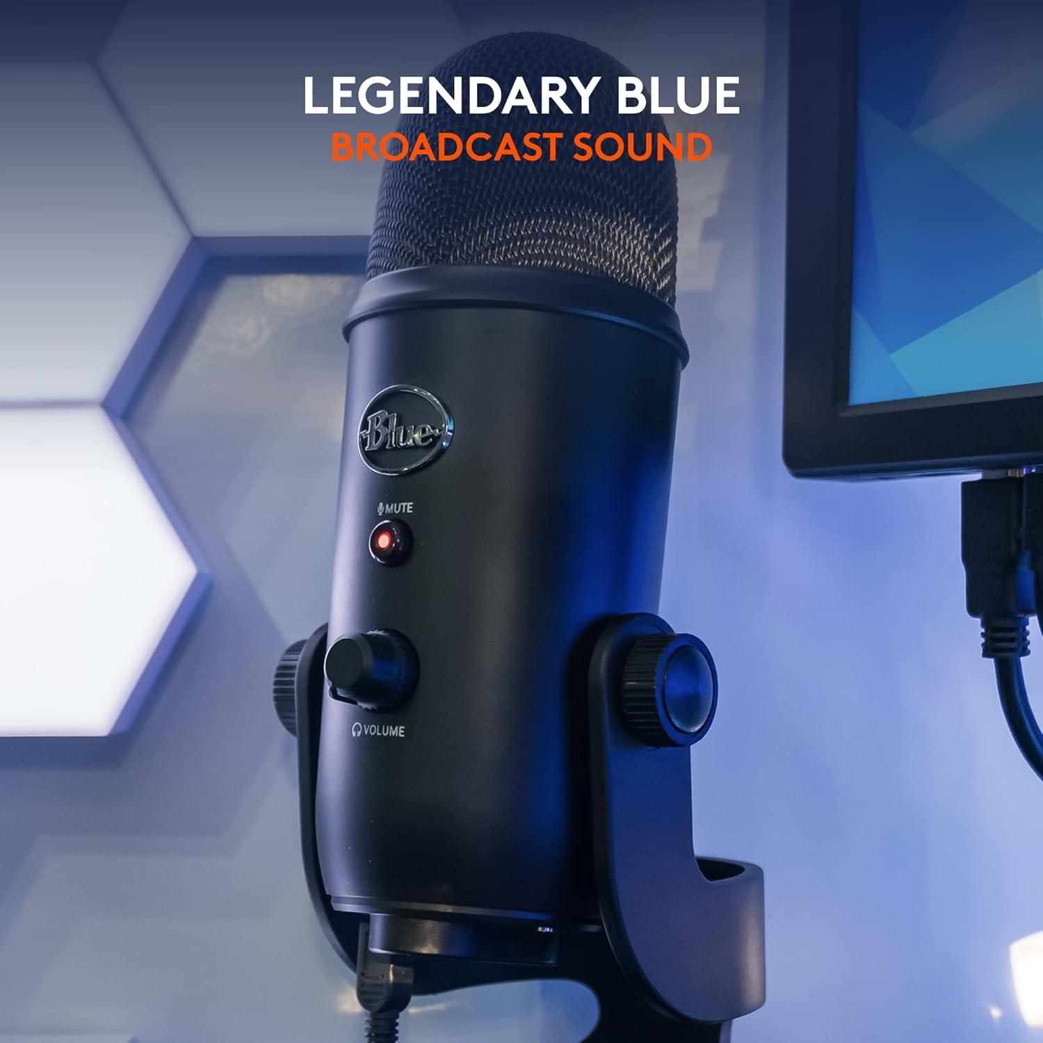 image:imageLogitech Creators Blue Yeti USB Microphone for Gaming Streaming Podcast YouTube Discord PC Studio Sound Plug amp PlaySilverBlackout