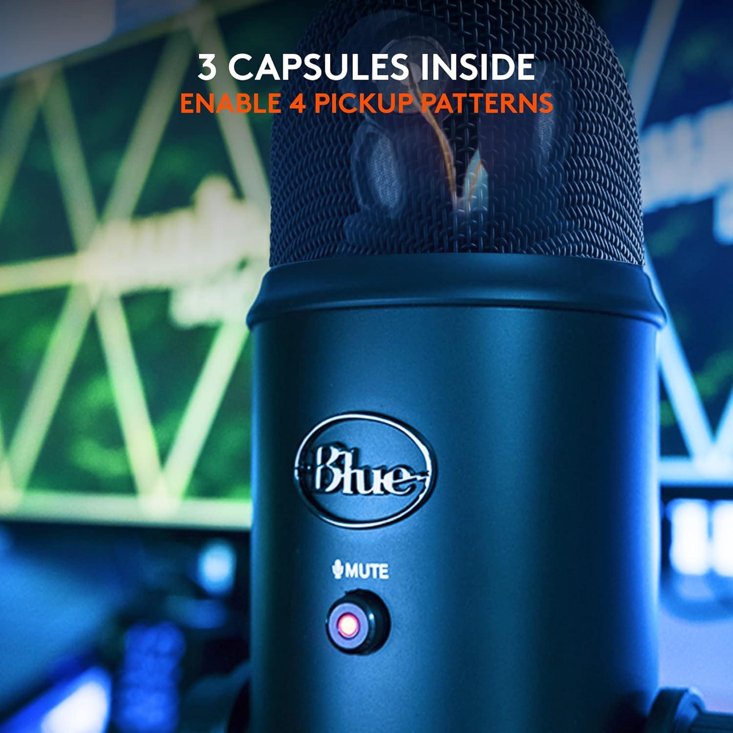 image:imageLogitech Creators Blue Yeti USB Microphone for Gaming Streaming Podcast YouTube Discord PC Studio Sound Plug amp PlaySilverBlackout