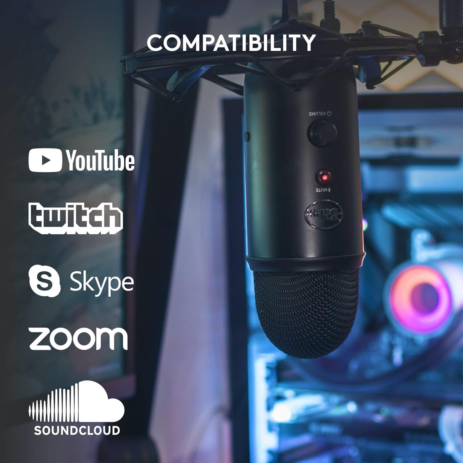 image:imageLogitech Creators Blue Yeti USB Microphone for Gaming Streaming Podcast YouTube Discord PC Studio Sound Plug amp PlaySilverBlackout