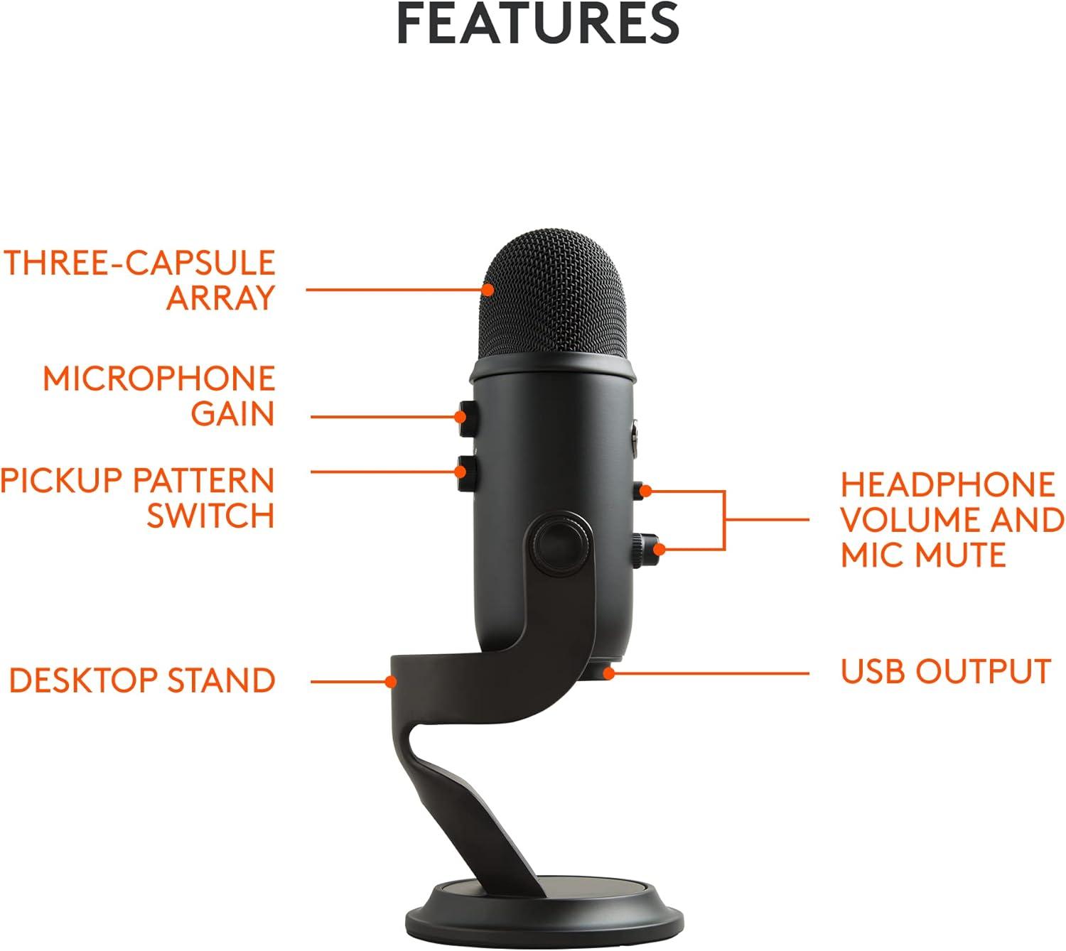 image:imageLogitech Creators Blue Yeti USB Microphone for Gaming Streaming Podcast YouTube Discord PC Studio Sound Plug amp PlaySilverBlackout