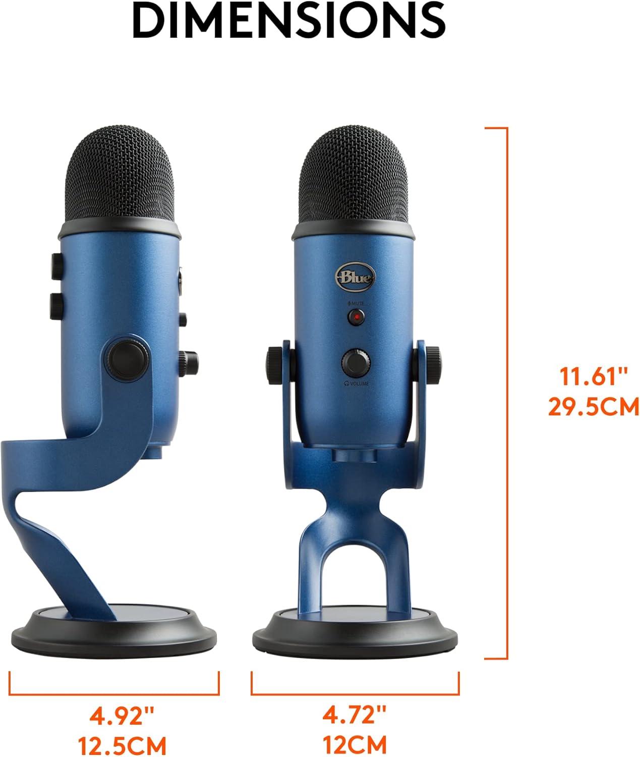image:imageLogitech Creators Blue Yeti USB Microphone for Gaming Streaming Podcast YouTube Discord PC Studio Sound Plug amp PlaySilverMidnight Blue