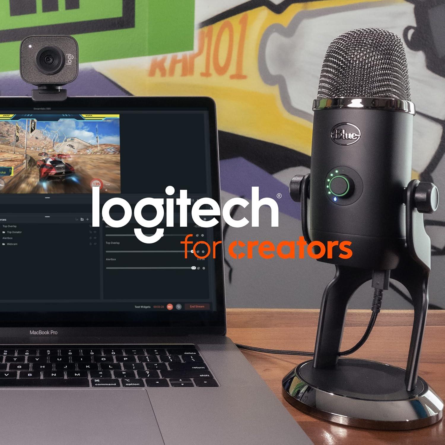 image:imageLogitech Creators Blue Yeti USB Microphone for Gaming Streaming Podcast YouTube Discord PC Studio Sound Plug amp PlaySilverMidnight Blue