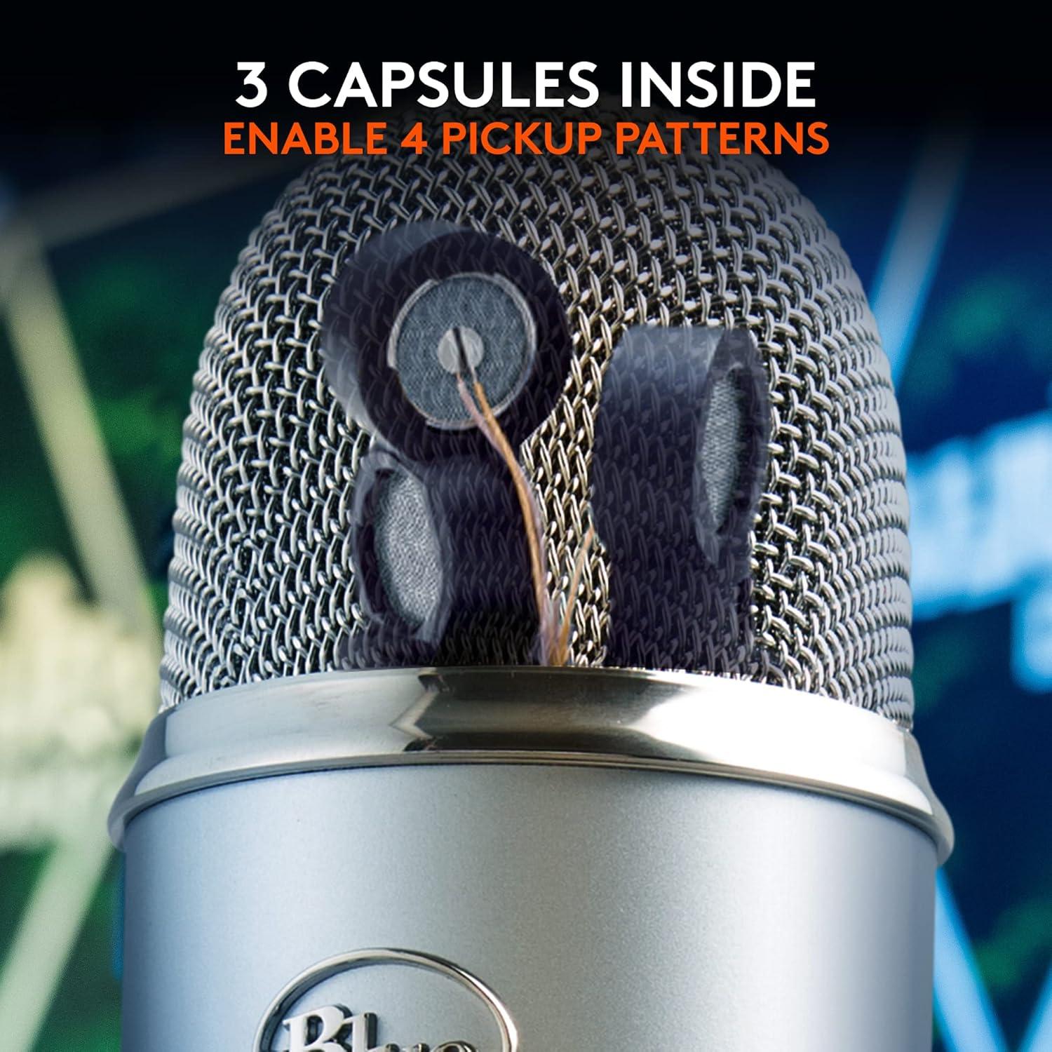 image:imageLogitech Creators Blue Yeti USB Microphone for Gaming Streaming Podcast YouTube Discord PC Studio Sound Plug amp PlaySilverSilver